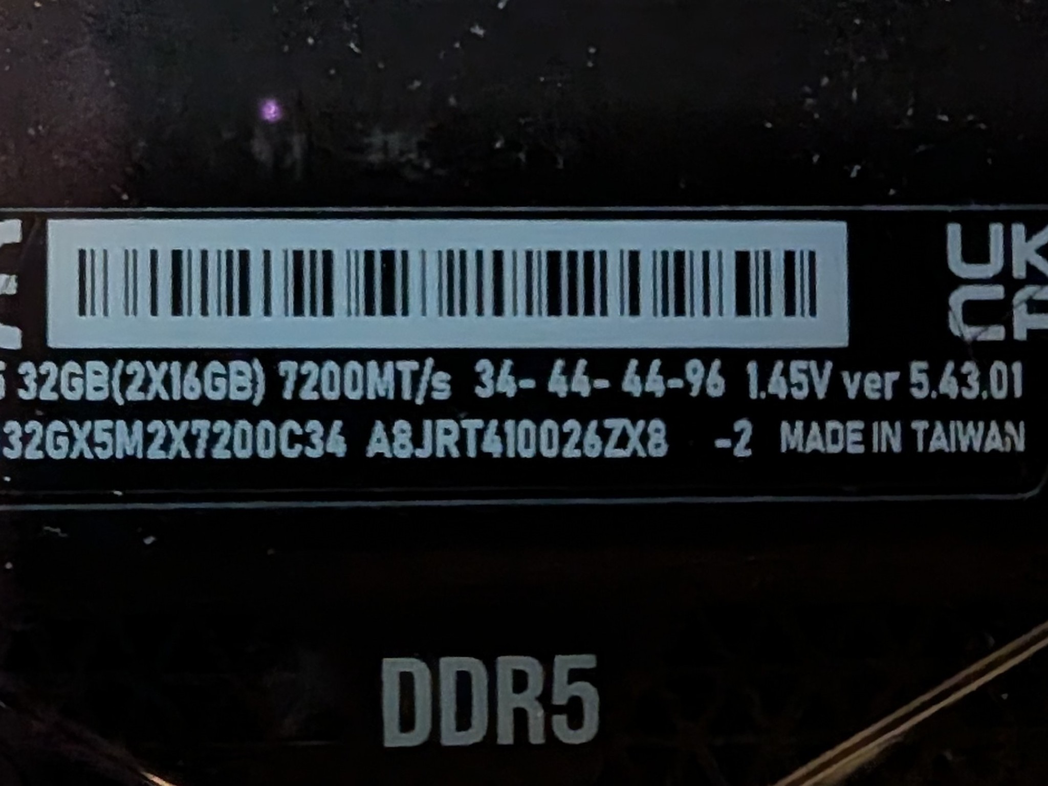 Corsair Vengeance DDR5 Memory, 32GB (16x2) 7200MT/s