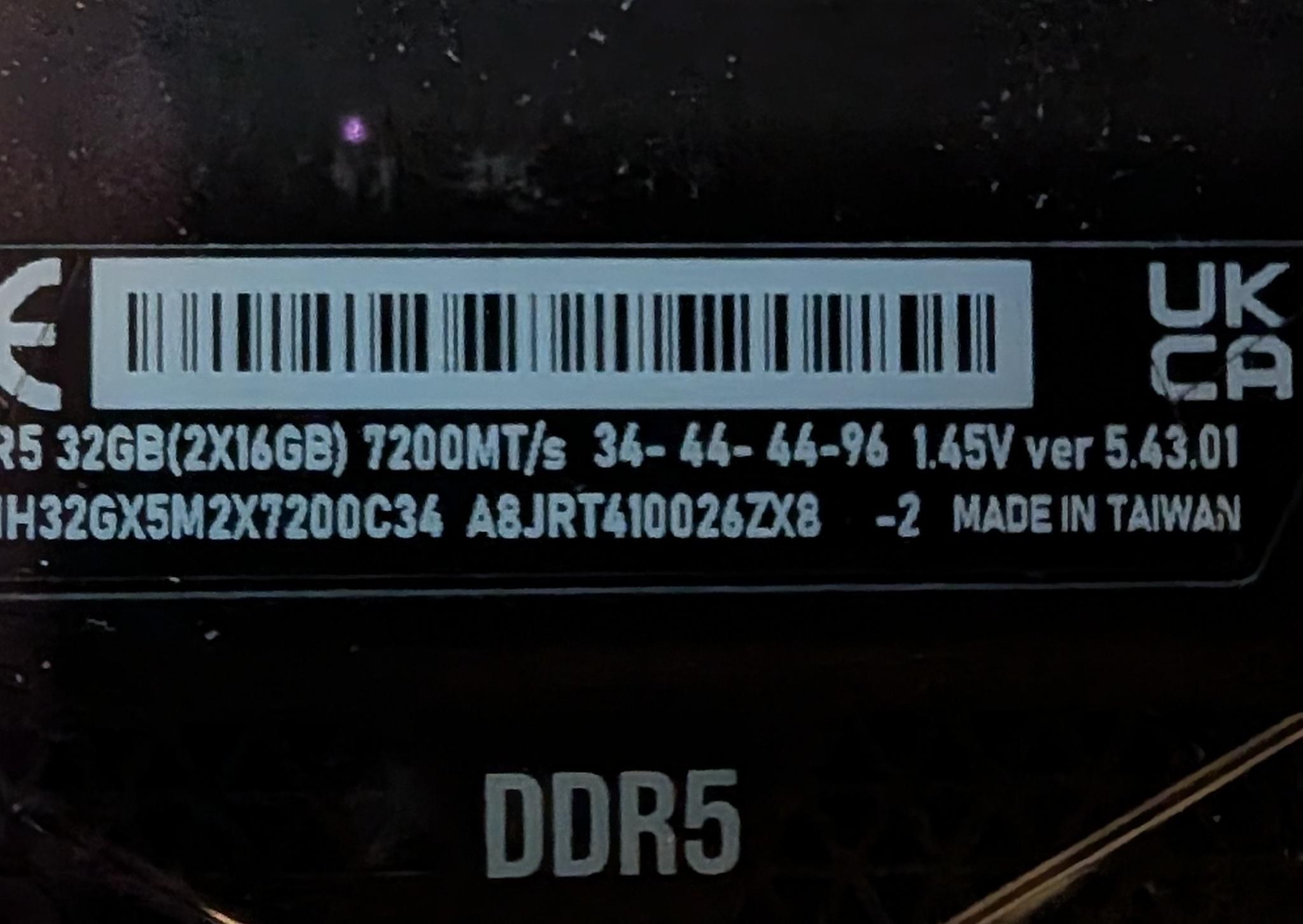 Corsair Vengeance DDR5 Memory, 32GB (16x2) 7200MT/s