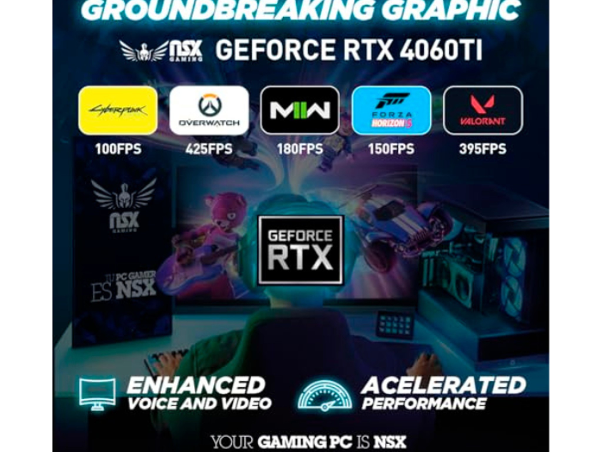 NSX PC Viper Gaming AMD RYZEN 5 5600X, 16 GB RAM, SSD 480GB, GEFORCE RTX 4060 TI