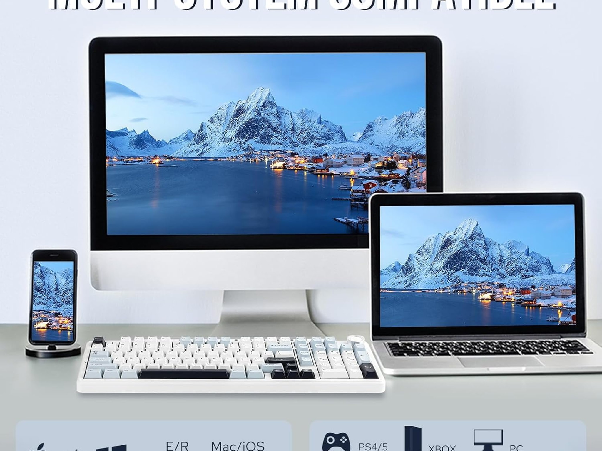 AULA F99 PRO (BRAND NEW) Blue White, Wireless Mechanical 95% LEOBOG Nimbus Switches w/ Knob
