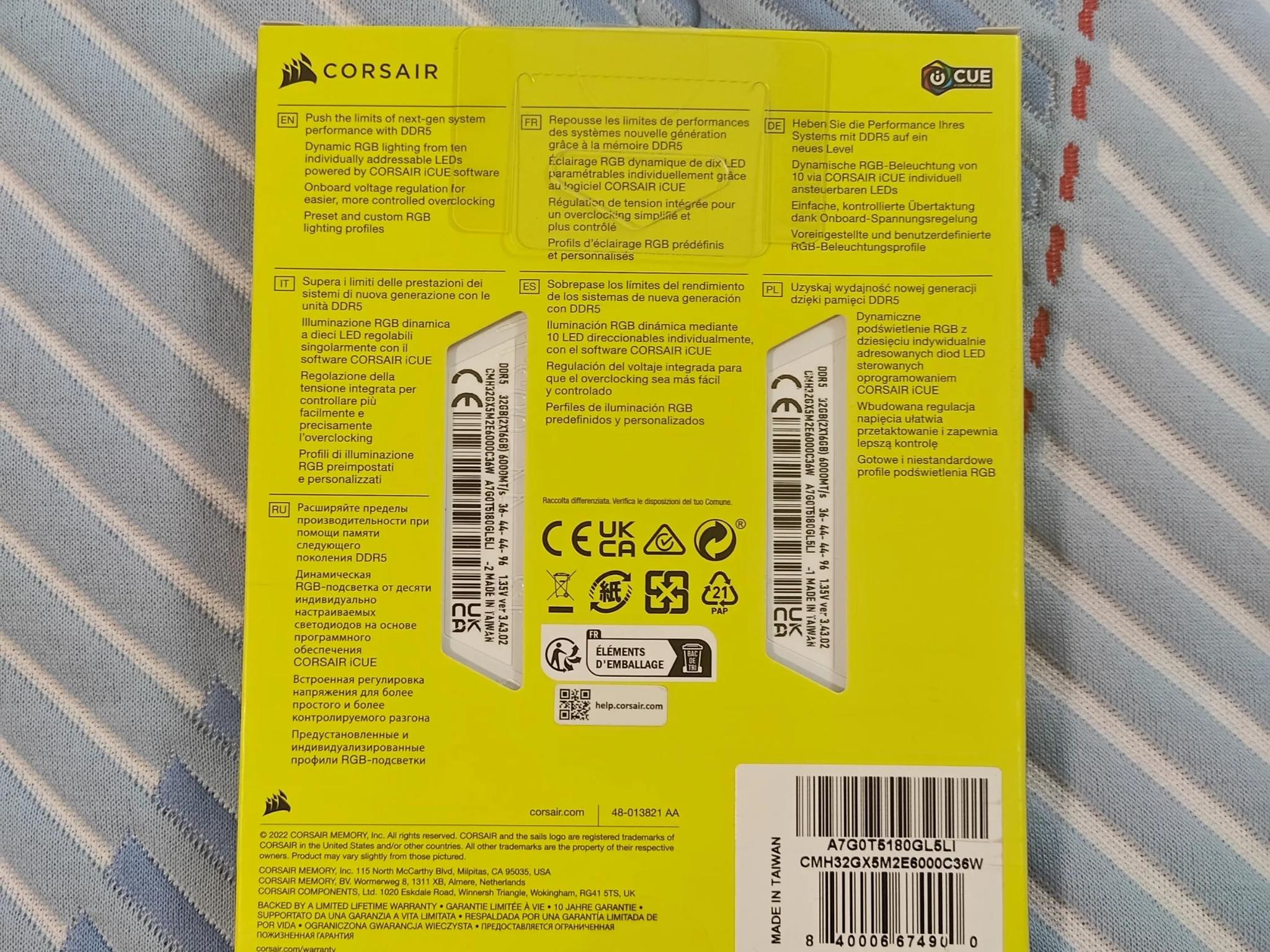 CORSAIR VENGEANCE 32GB DDR5 6000 MHz (WHITE)