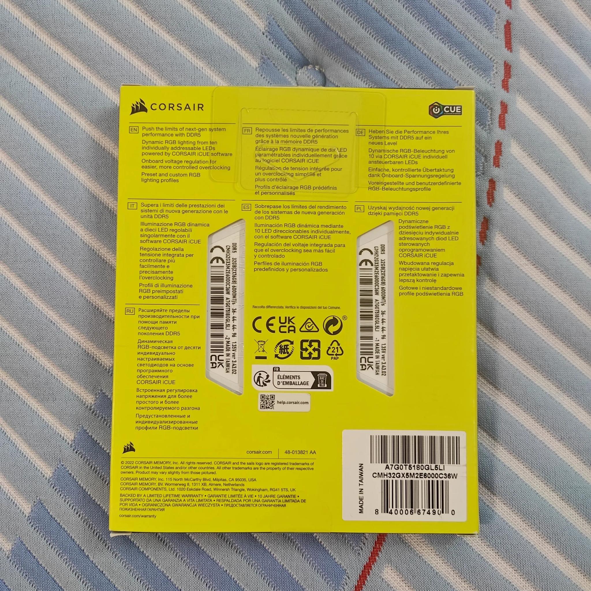 CORSAIR VENGEANCE 32GB DDR5 6000 MHz (WHITE)