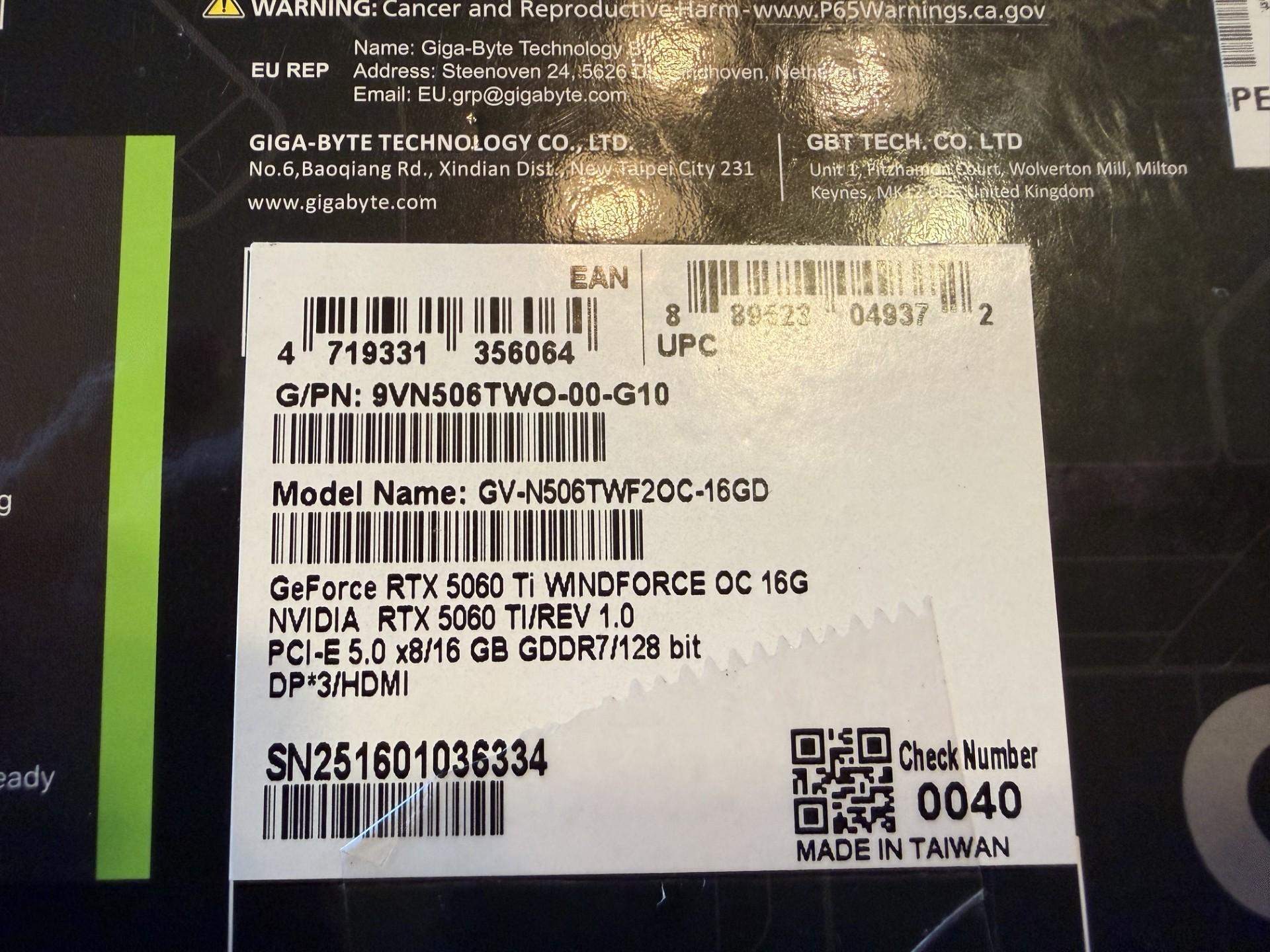 GIGABYTE GeForce RTX 5060 Ti WINDFORCE OC 16G