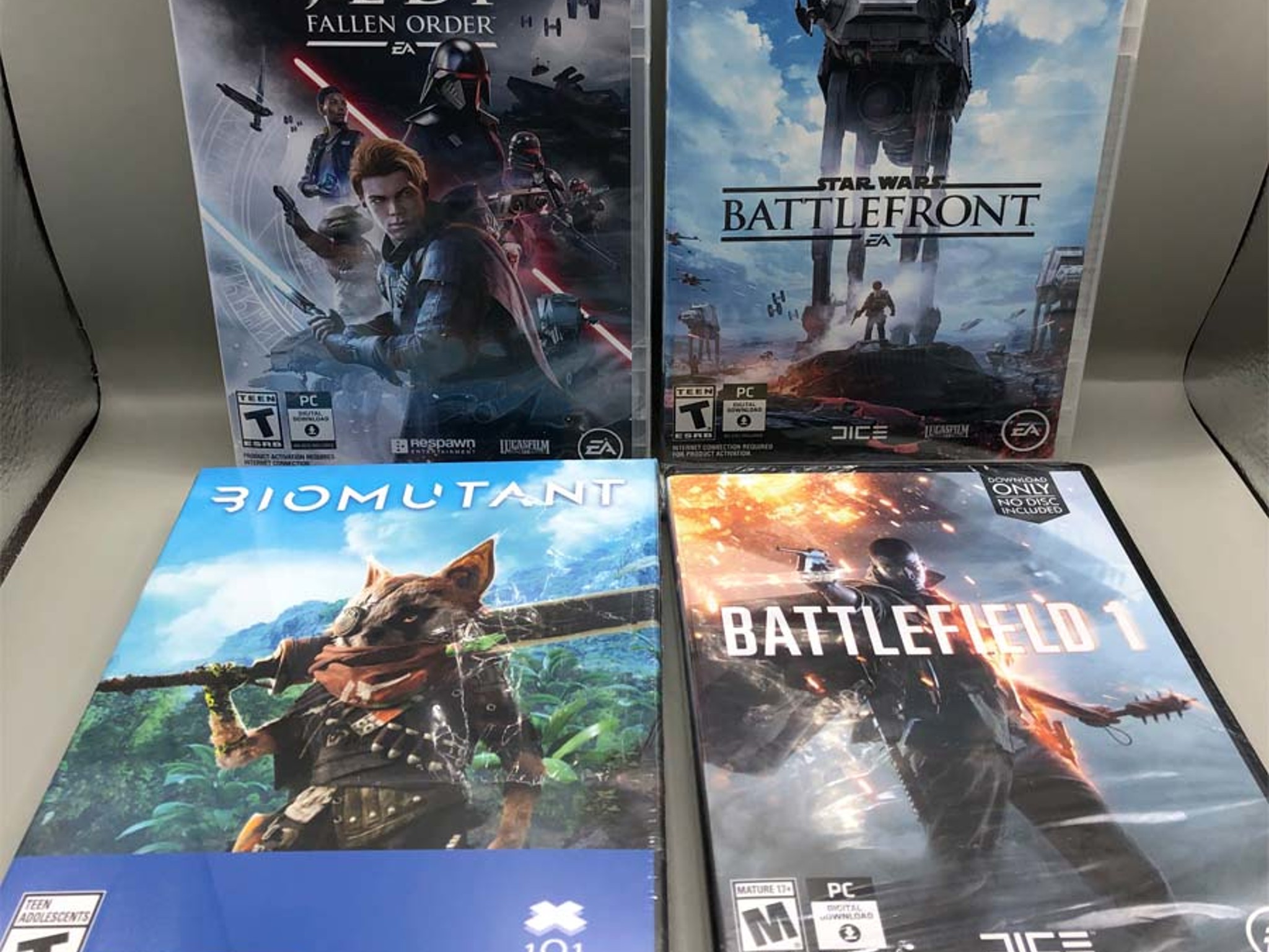 Star Wars PC games LOT & More , Fallen Order | Battlefront | Battlefield 1 | Biomutant