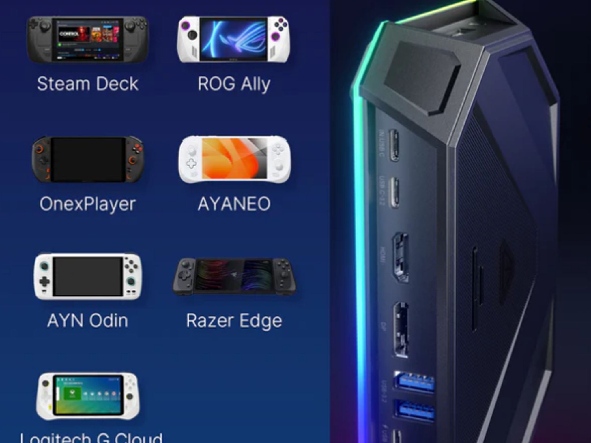 JSAUX RGB Docking Station For Steam Deck / ROG Ally - Black