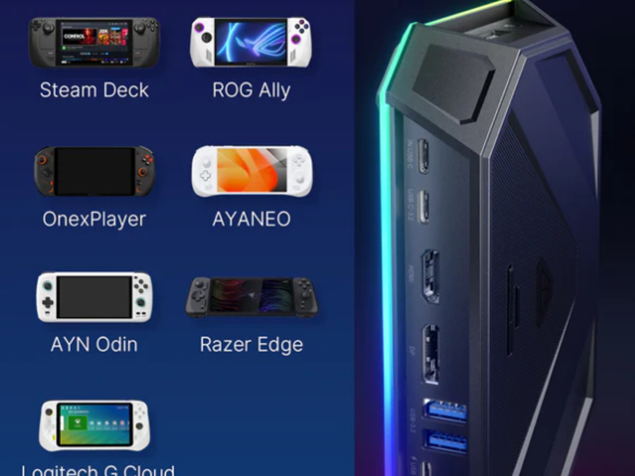 JSAUX RGB Docking Station For Steam Deck / ROG Ally - Black