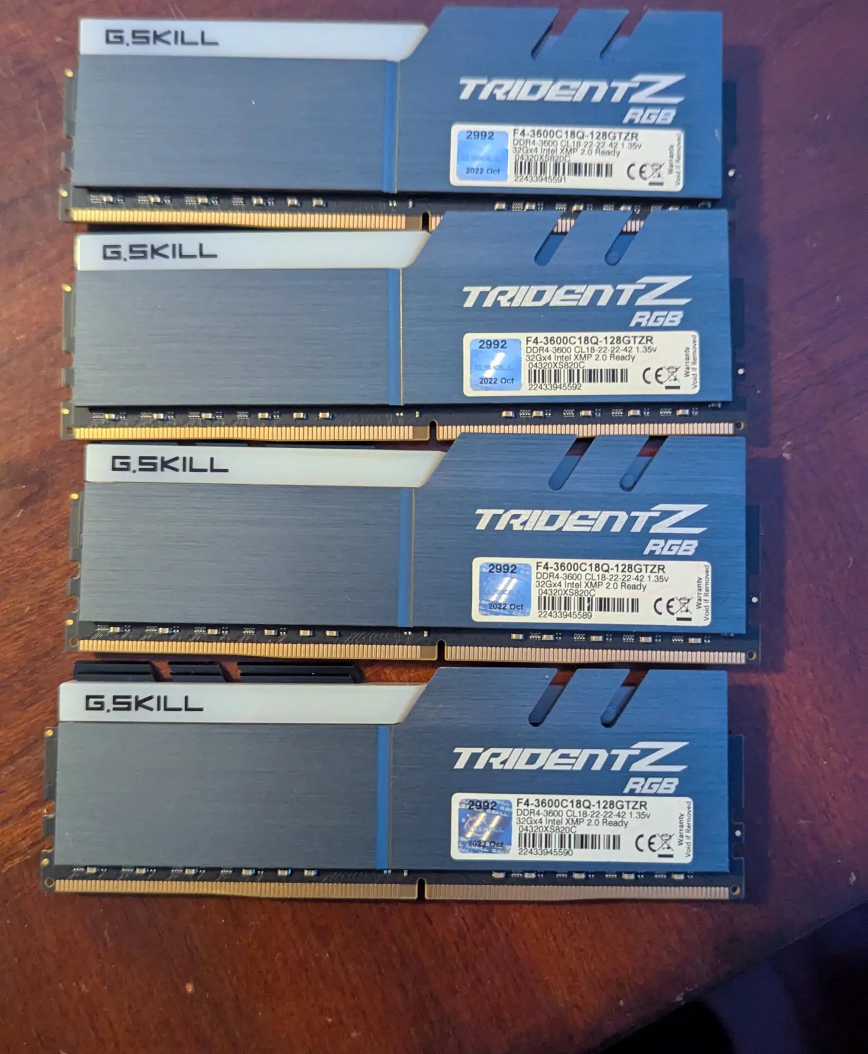 G.Skill TridentZ RGB Series 128GB (4x32GB) DDR4 3600