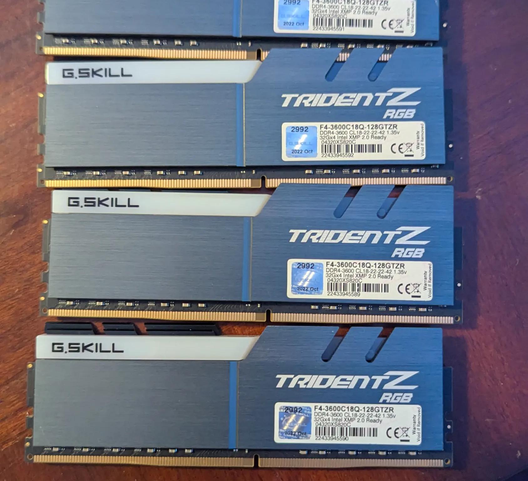 G.Skill TridentZ RGB Series 128GB (4x32GB) DDR4 3600