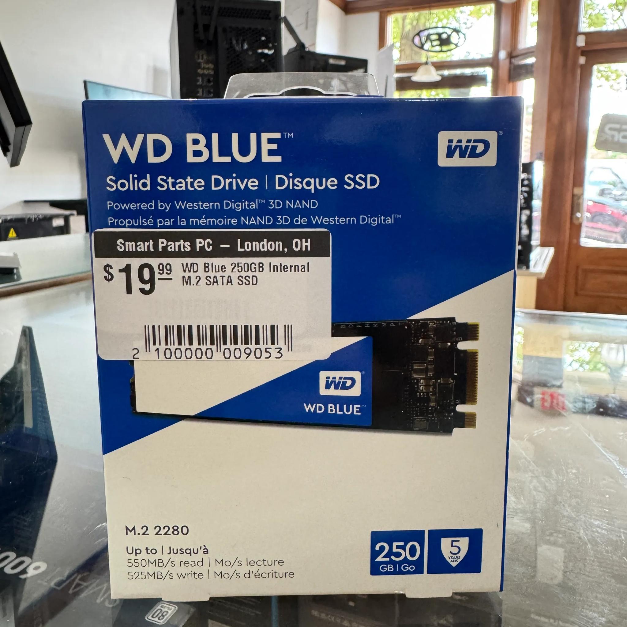 Western Digital WD Blue 250GB M.2 2280 SATA SSD (WDS250G2B0B) – Brand New