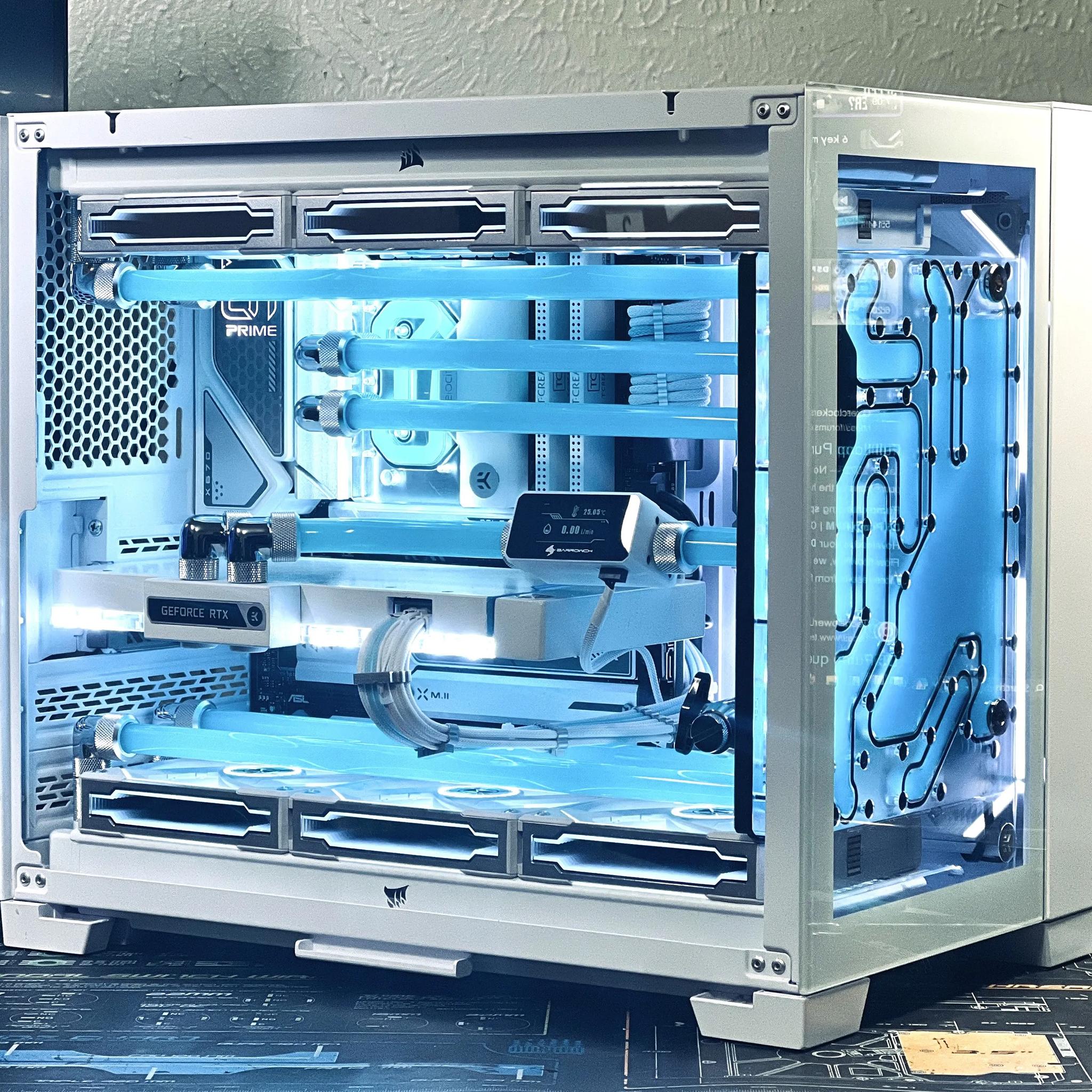 Custom Watercooled Gaming PC - 7800X3D, RTX 4080, 32GB DDR5, EKWB custom loop cooling