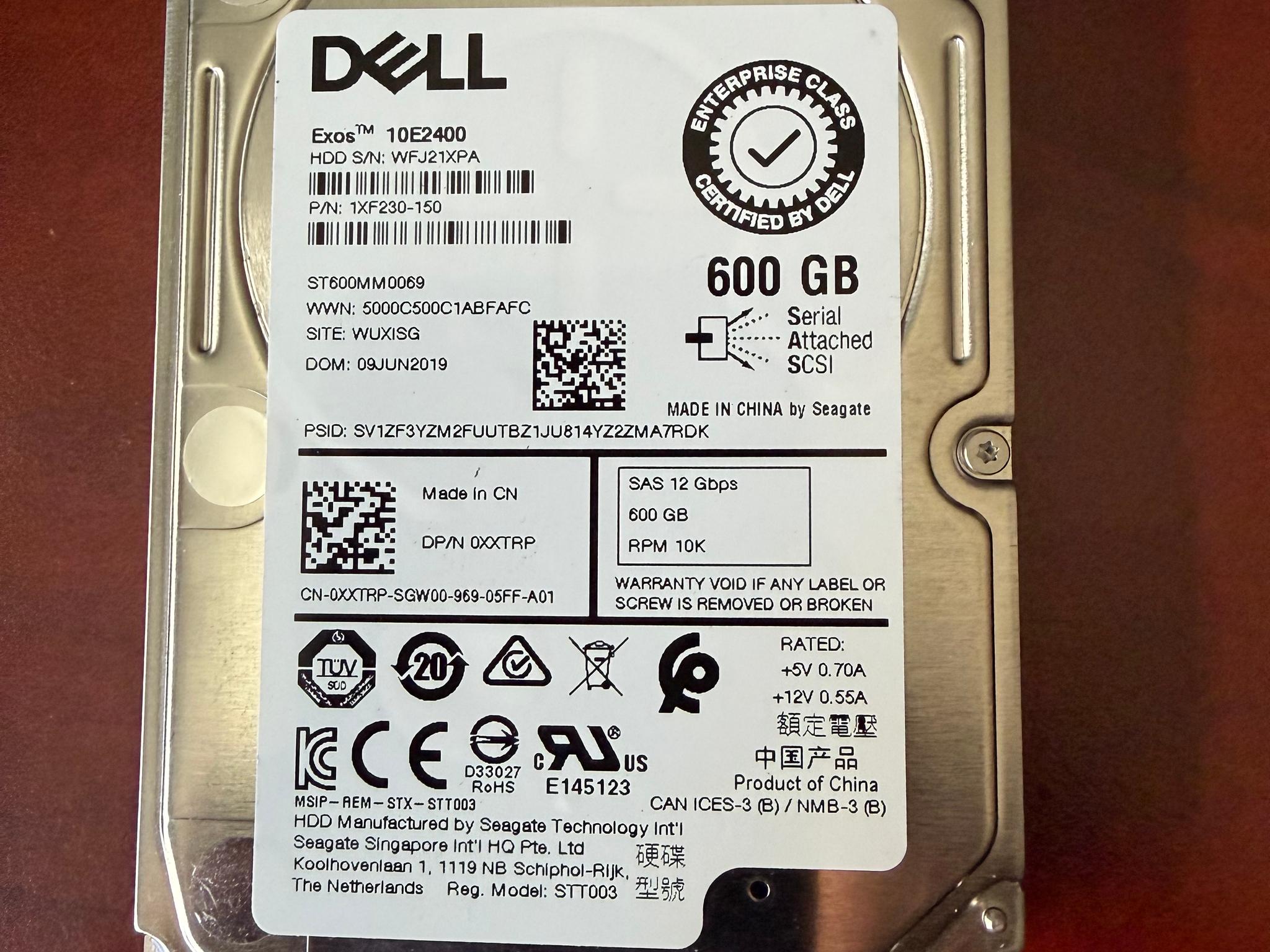 Dell Branded Seagate Exos 600GB SAS Drives