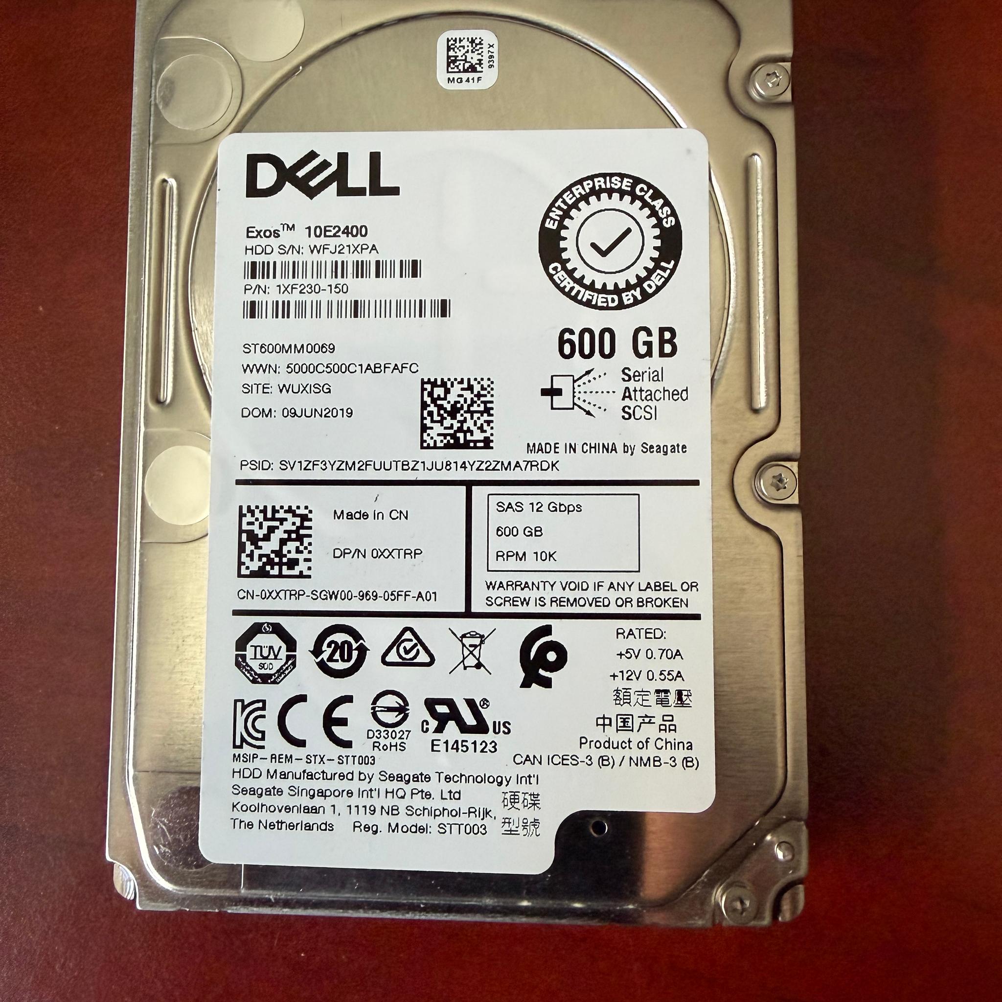 Dell Branded Seagate Exos 600GB SAS Drives