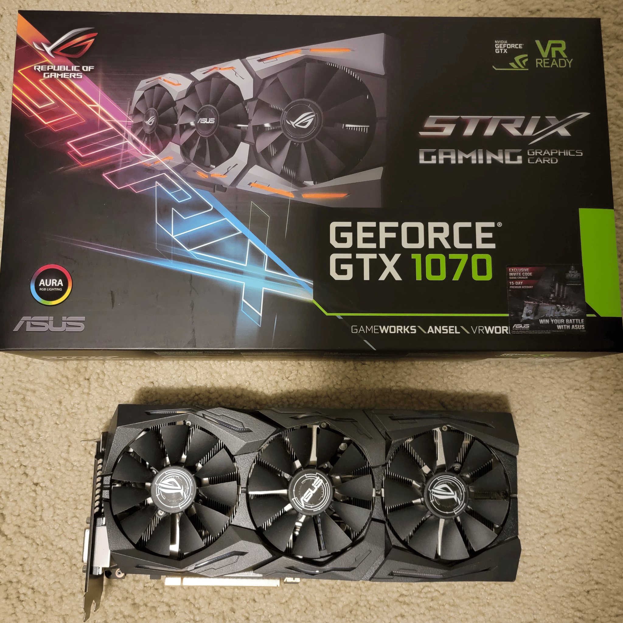Asus ROG Strix GTX 1070 8GB GDDR5 Like New With Original Box