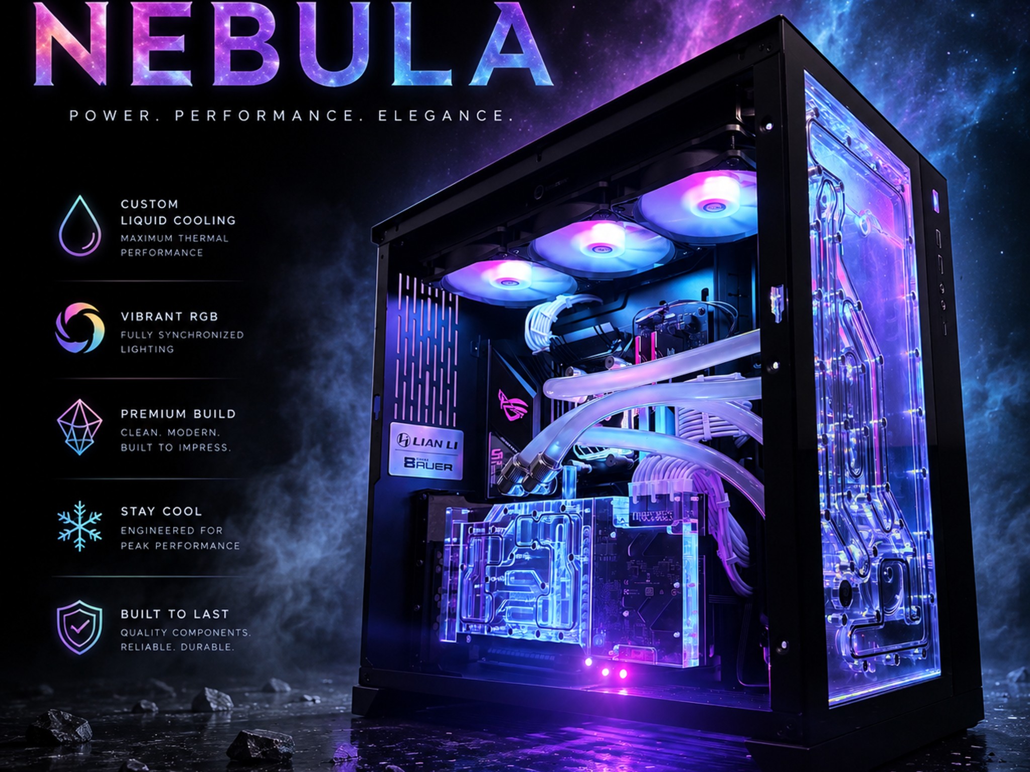 💧"Liquid Nebula"🌈| 4k Gaming | Ryzen 9 5900X | RTX 3080 Ti | 32GB Ram | 1TB NVMe | Free Shipping
