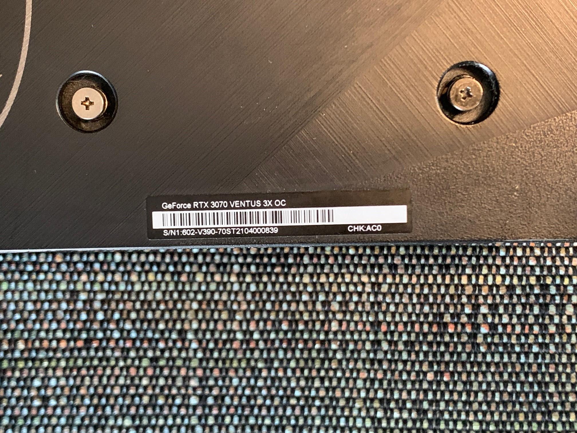 MSI GeForce RTX 3070 VENTUS 3X OC BV 8GB GDDR6 Graphics Card, Used