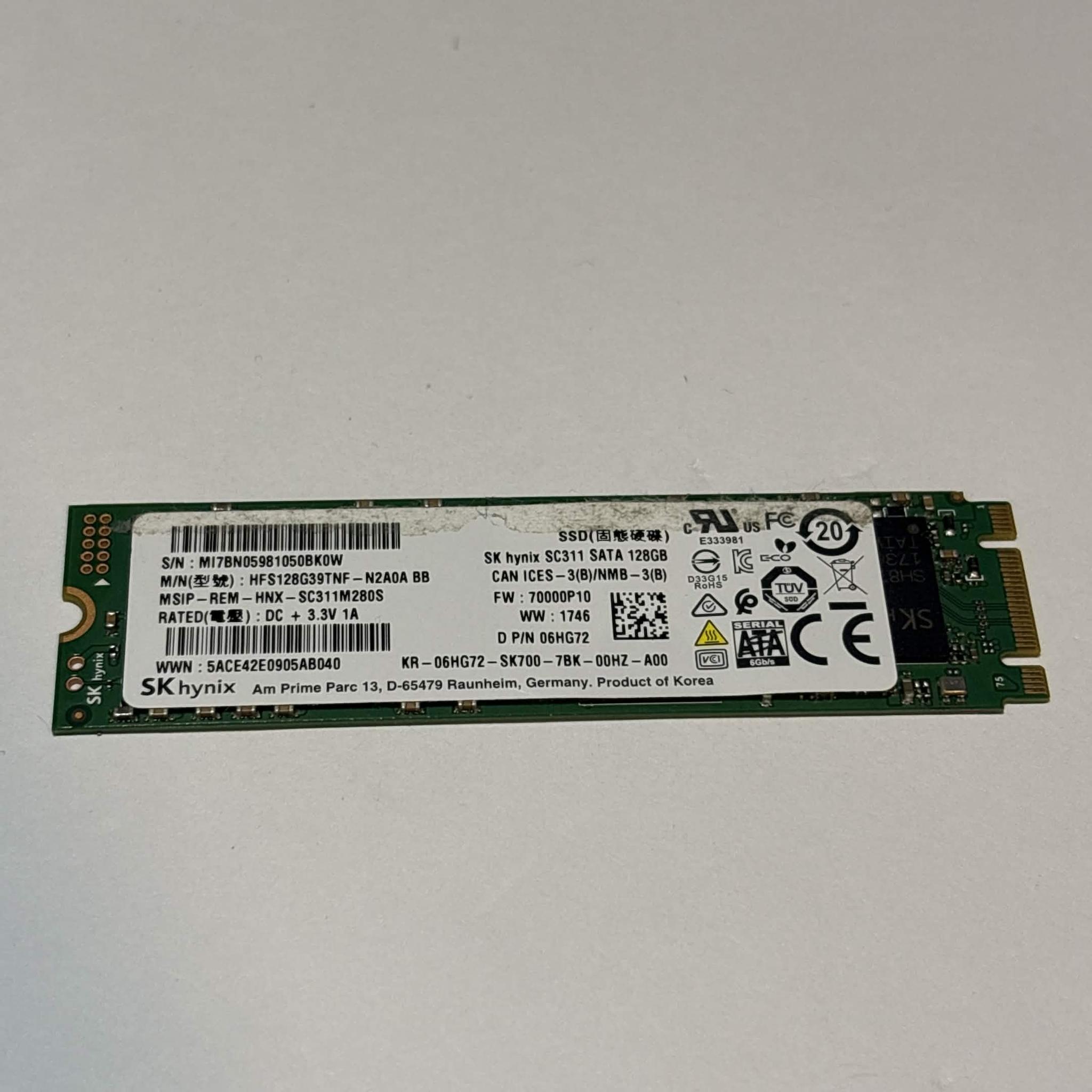 SK hynix SC311 128GB M.2 SATA SSD Tested Working 96% Health