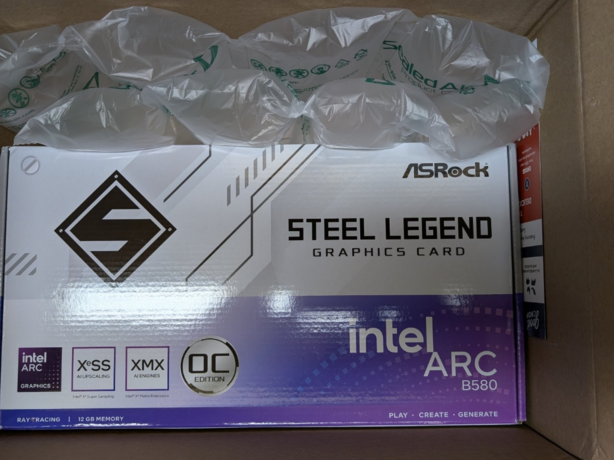 BNIB ASROCK STEEL LEGEND INTEL ARC B580 W\PSU