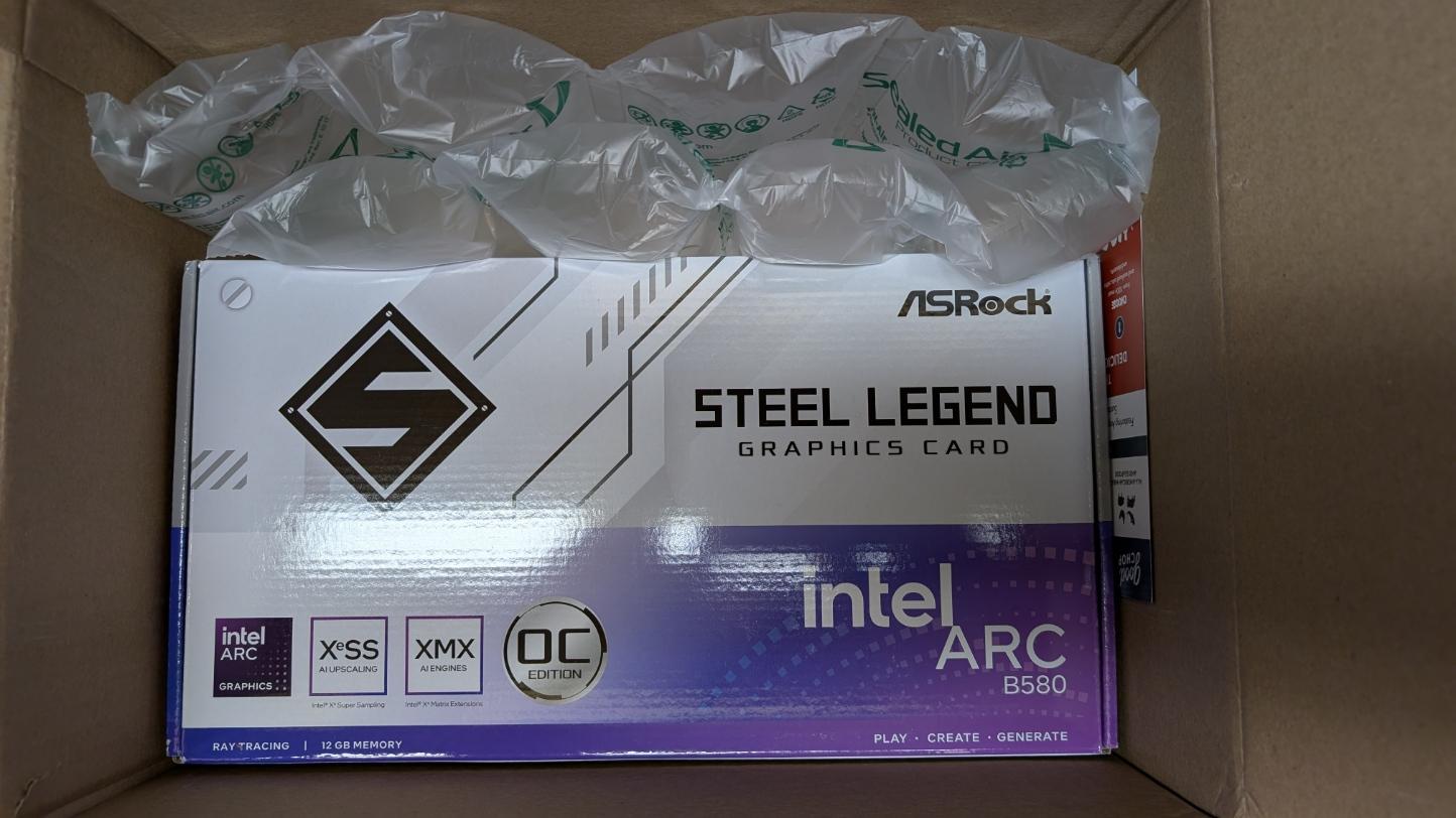 BNIB ASROCK STEEL LEGEND INTEL ARC B580 W\PSU