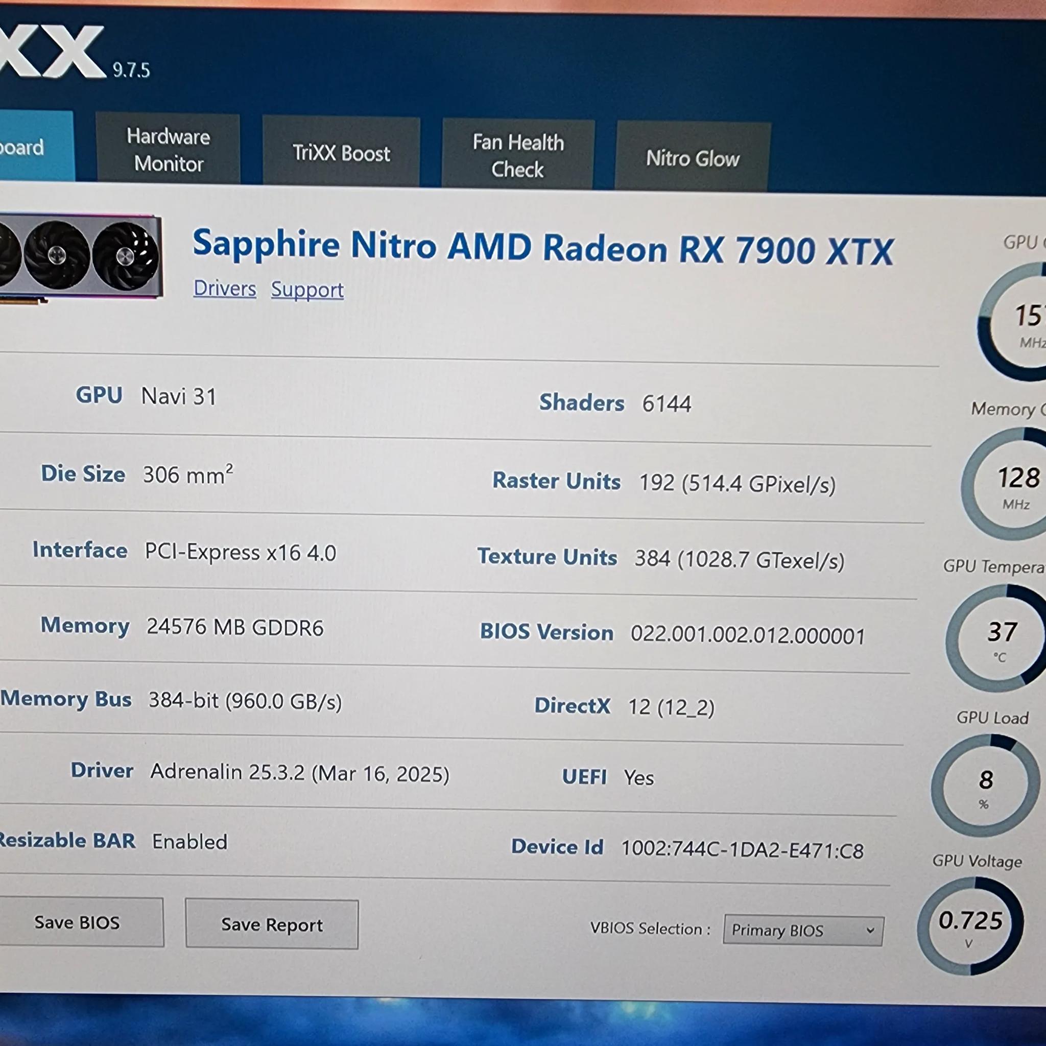 Sapphire NITRO+ AMD Radeon™ RX 7900 XTX Vapor-X 24GB  7900XTX