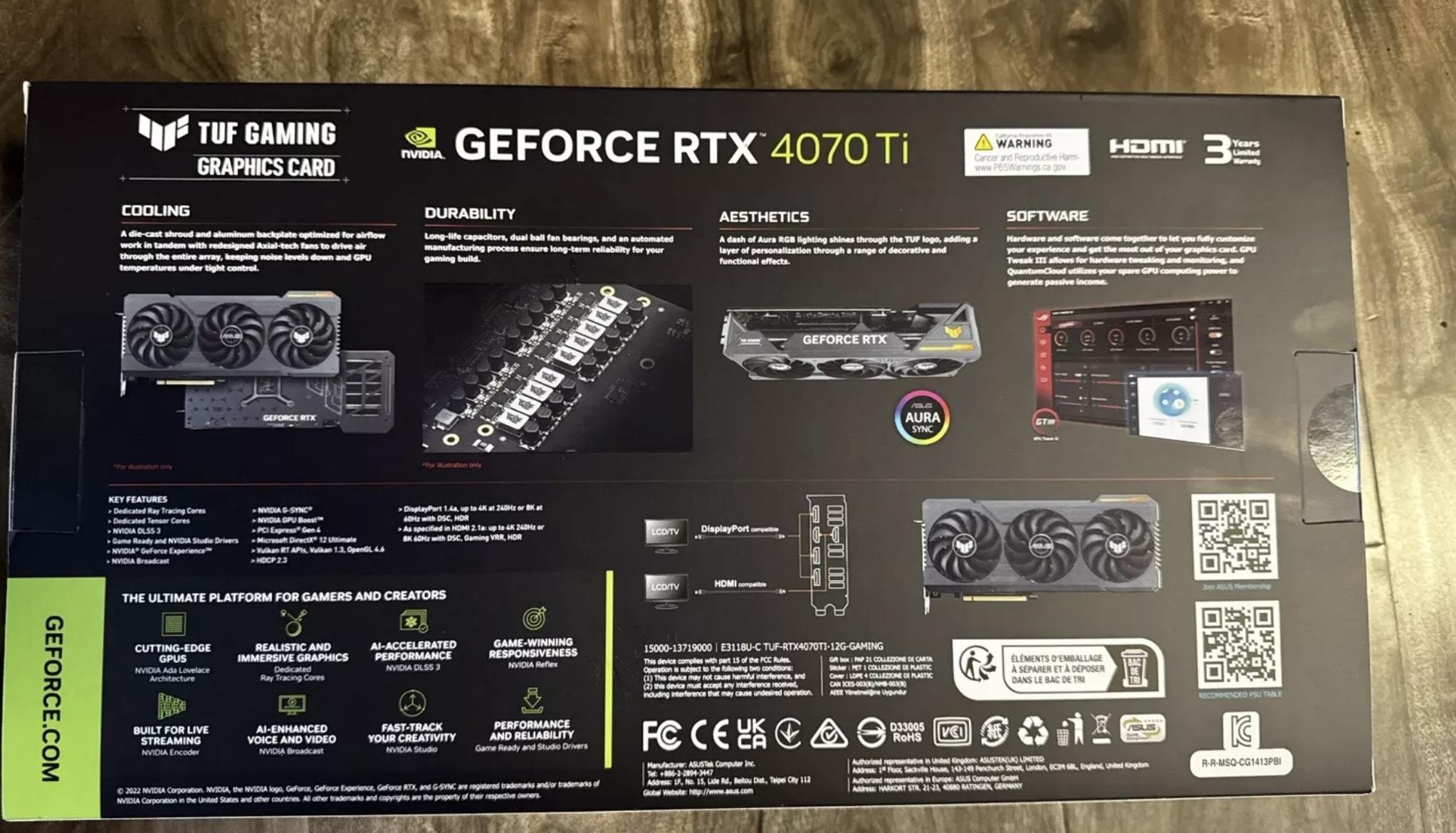 ASUS TUF NVIDIA GeForce RTX 4070 ti 12GB GDDR6X