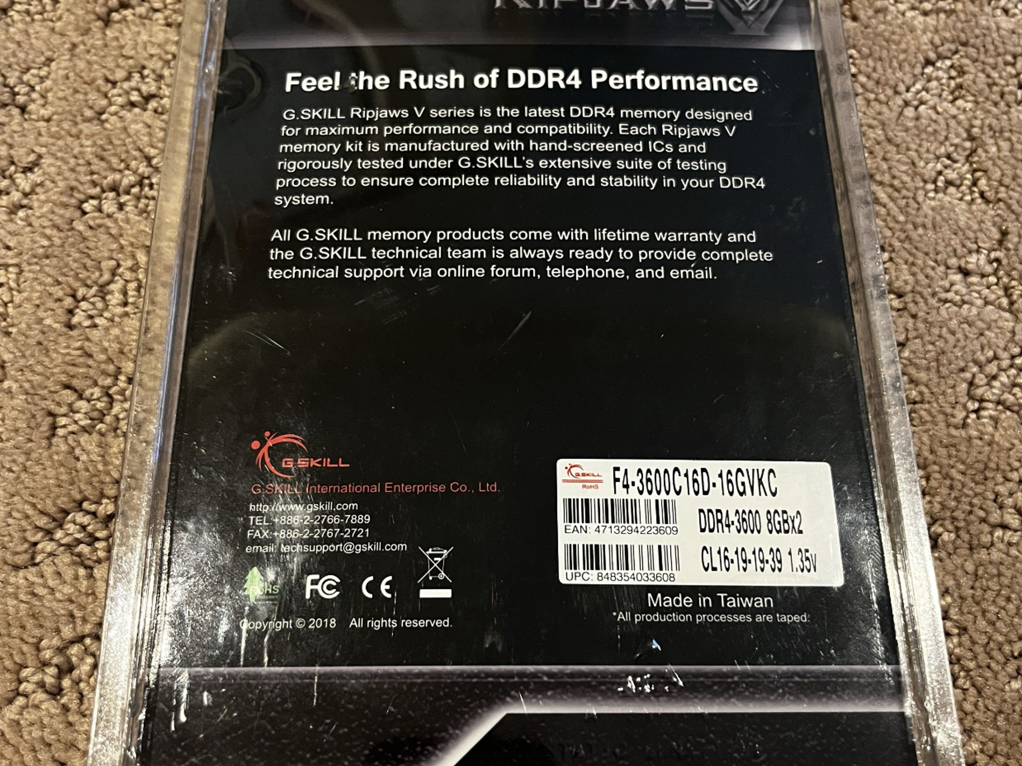 G.SKILL Ripjaws V Series DDR4 RAM 16GB (2x8GB) 3600 CL16