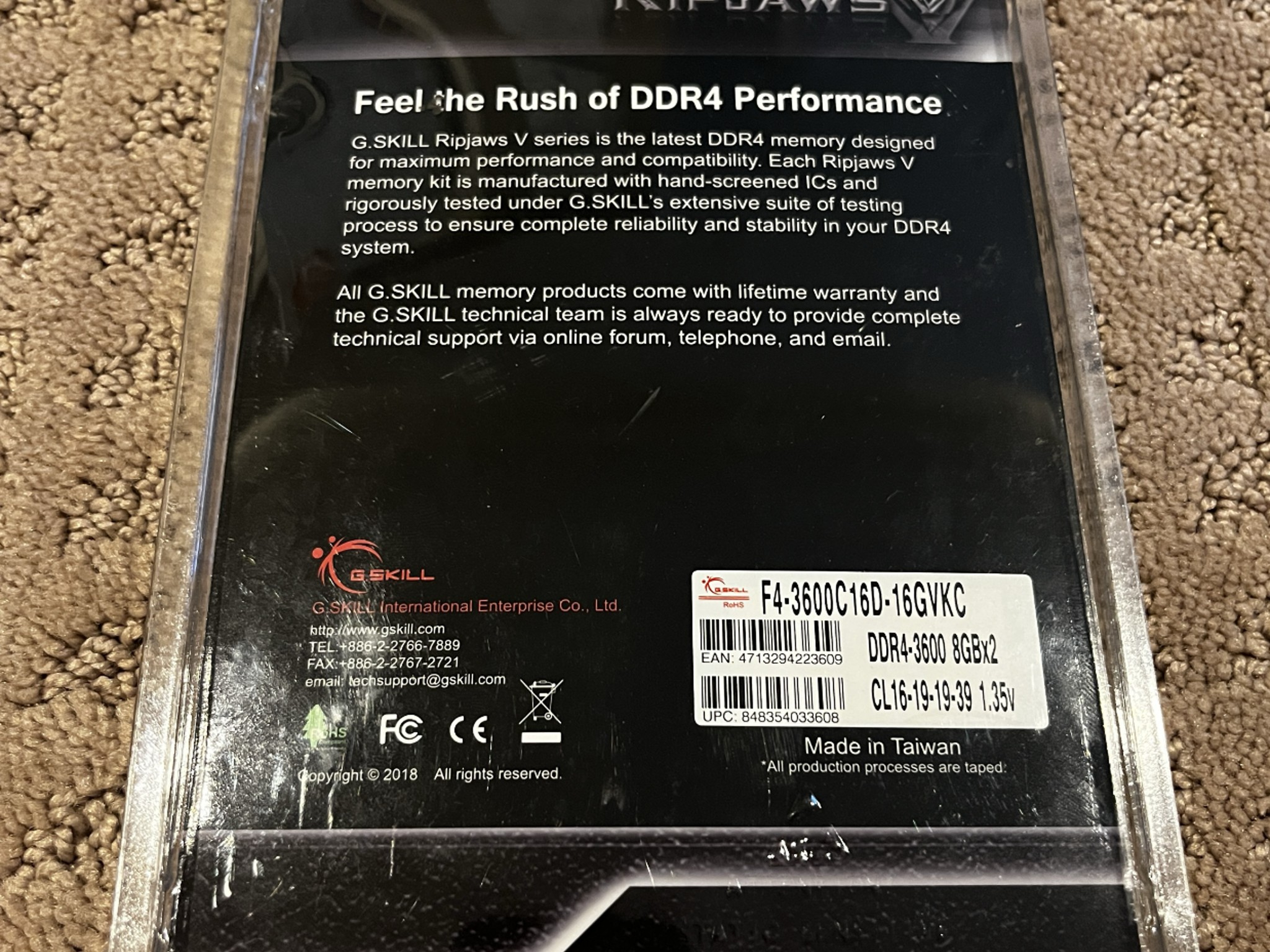 G.SKILL Ripjaws V Series DDR4 RAM 16GB (2x8GB) 3600 CL16