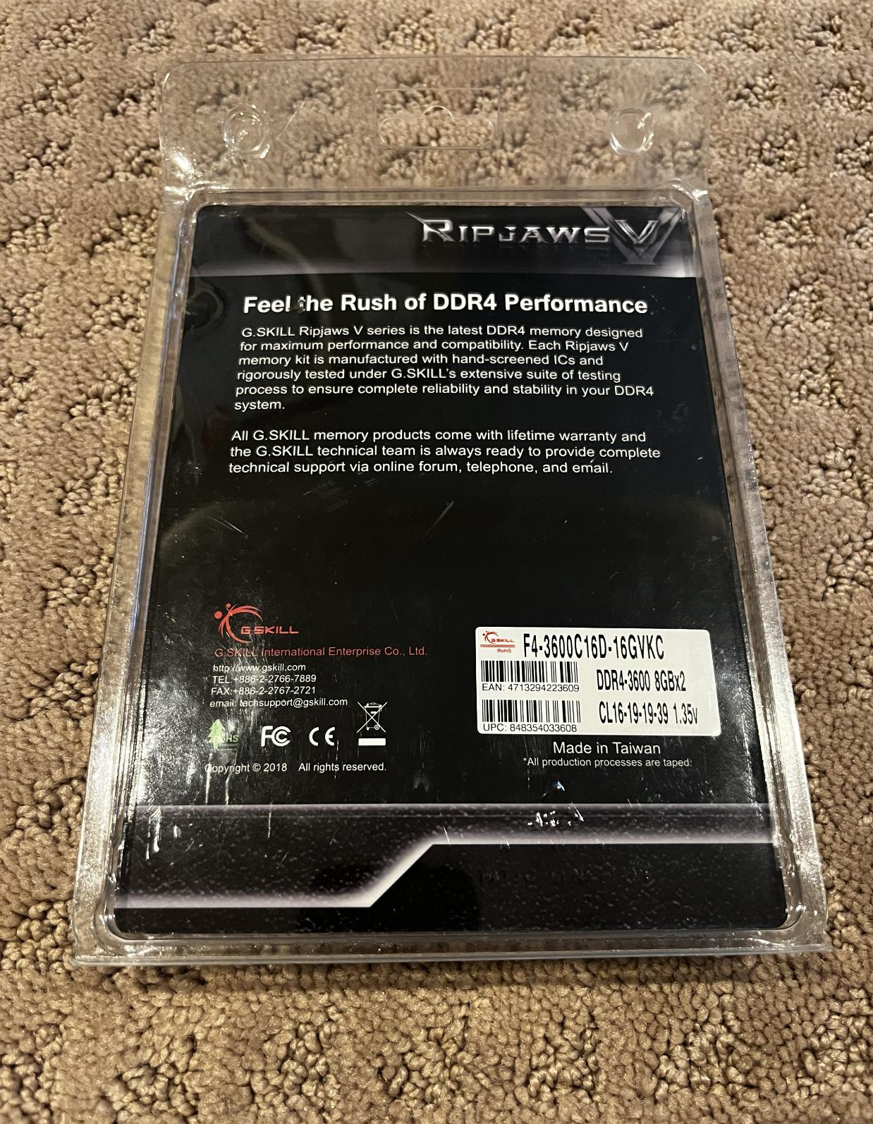 G.SKILL Ripjaws V Series DDR4 RAM 16GB (2x8GB) 3600 CL16