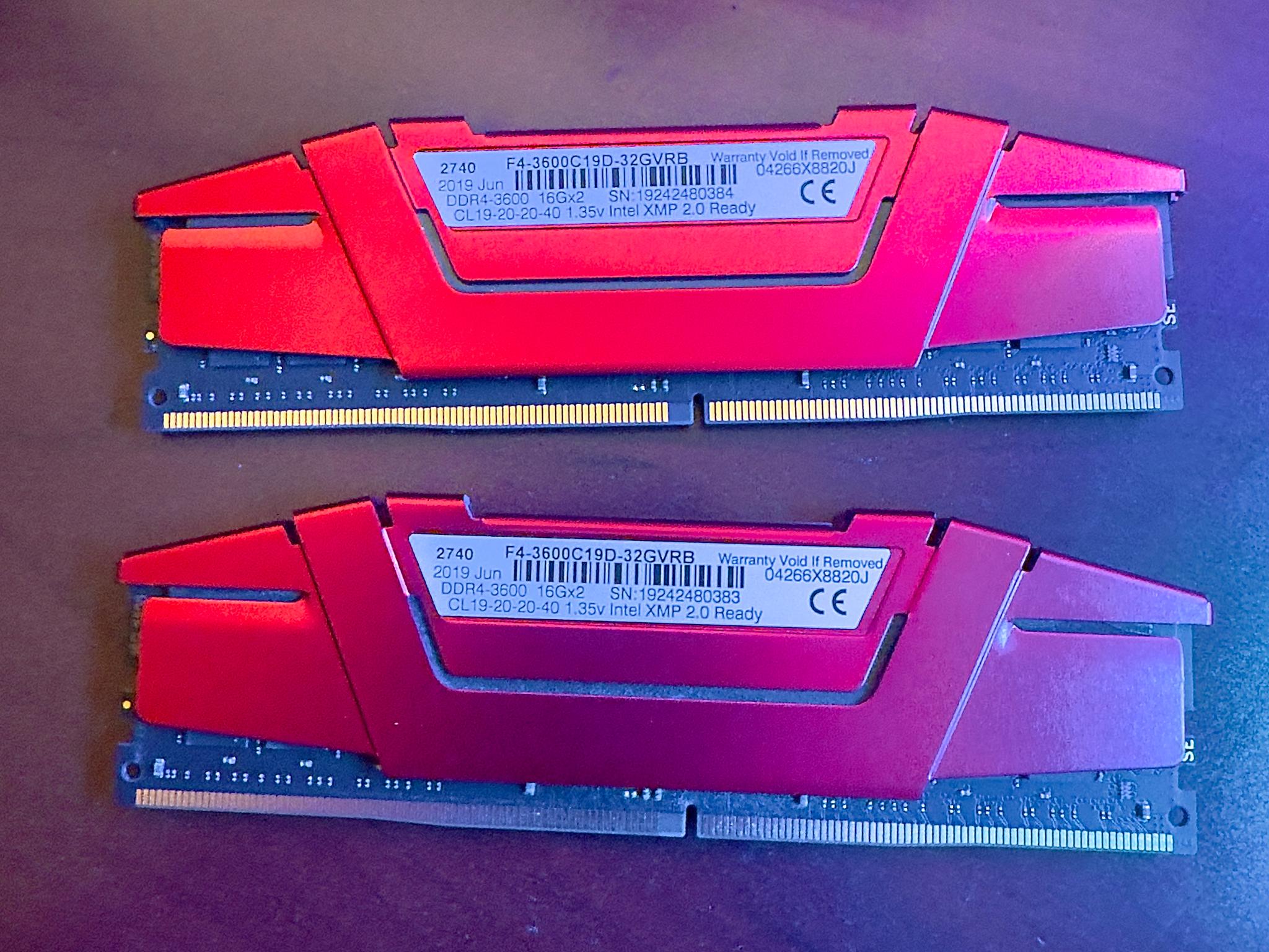 G.Skill Ripjaws V 32 GB (2 x 16 GB) DDR4-3600 CL19 Memory