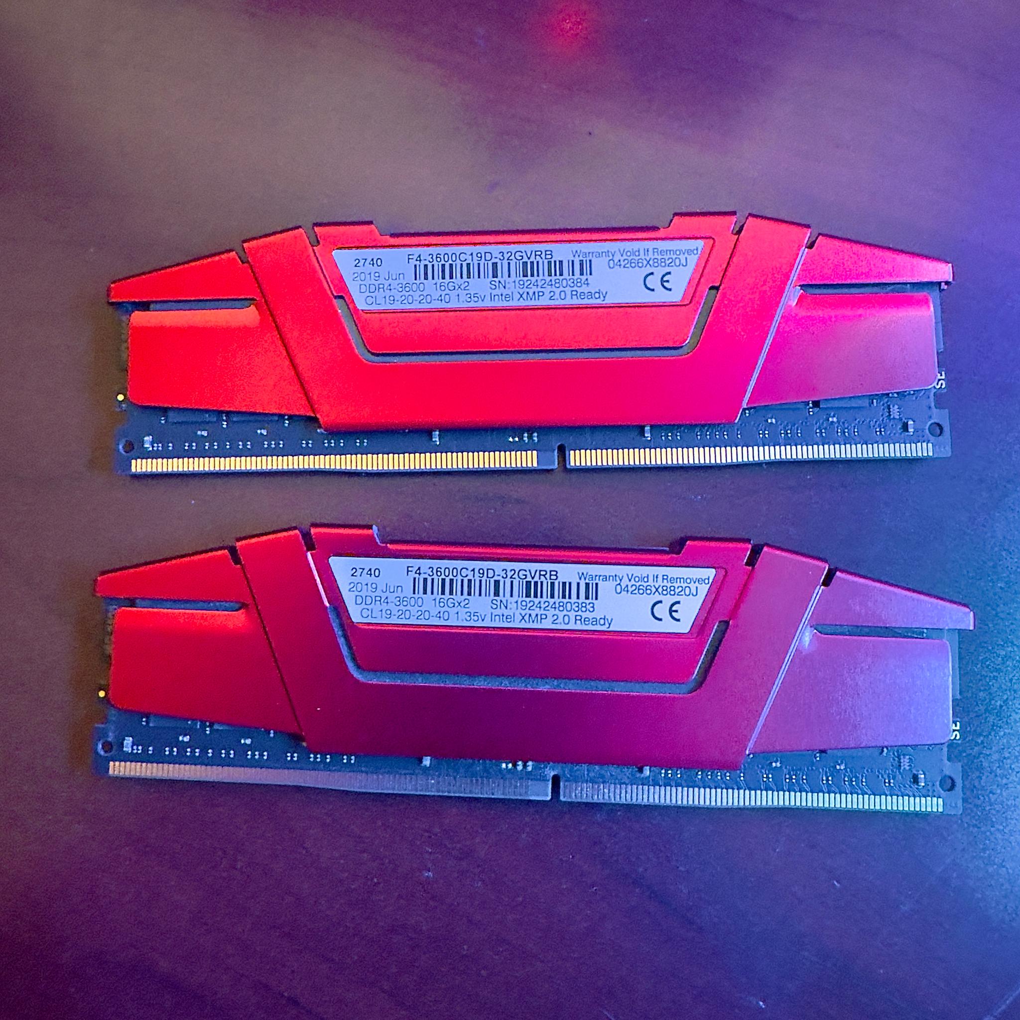 G.Skill Ripjaws V 32 GB (2 x 16 GB) DDR4-3600 CL19 Memory