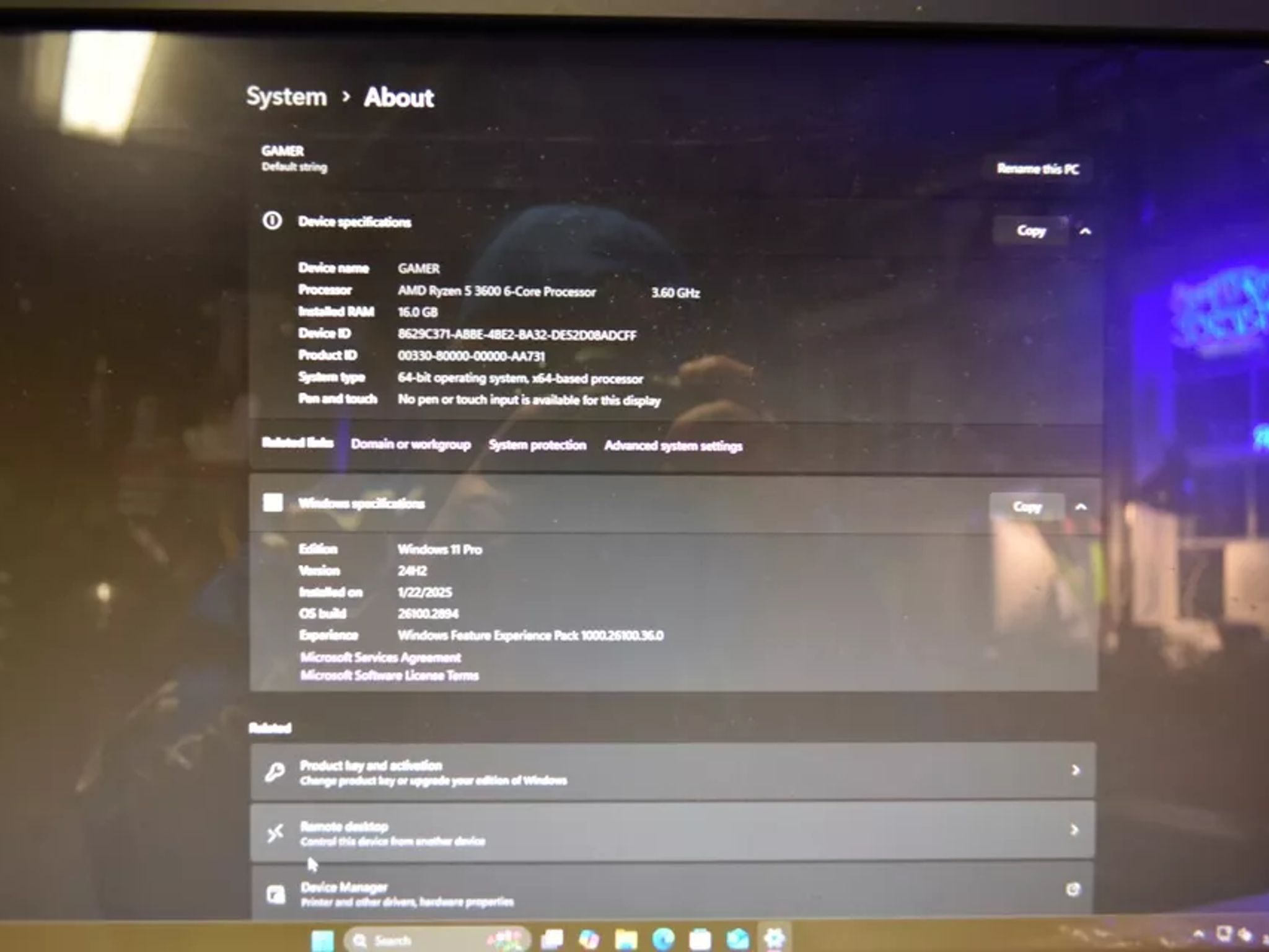Desktop pc gaming RYZEN 5 3600 16GB RAM RX5500 8 GB NVME 1TB+1 TB HHD ALL RGB CONTROL