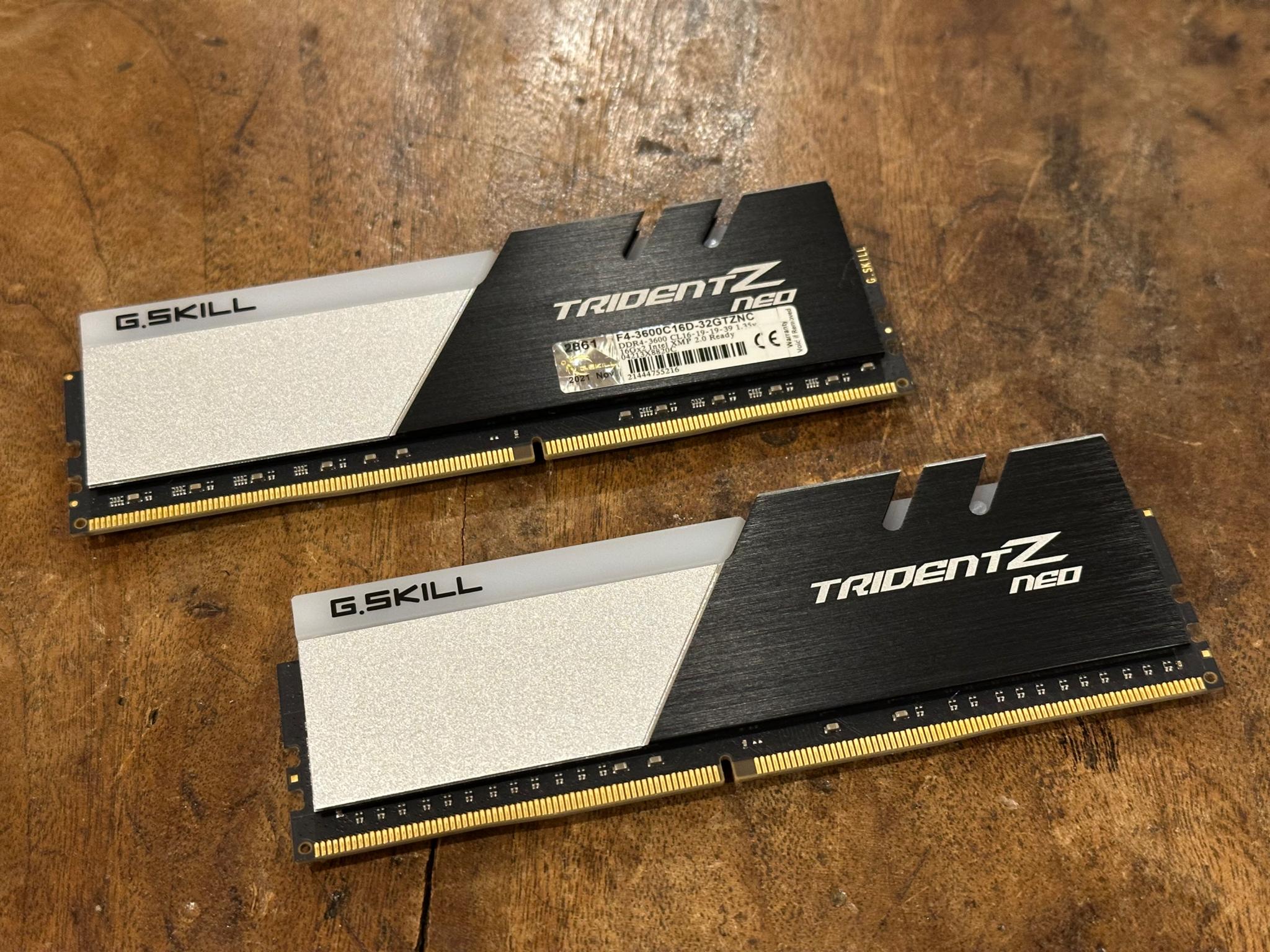 G.Skill 32GB (16GBx2) DDR4-3600, CL 16–19-19-39