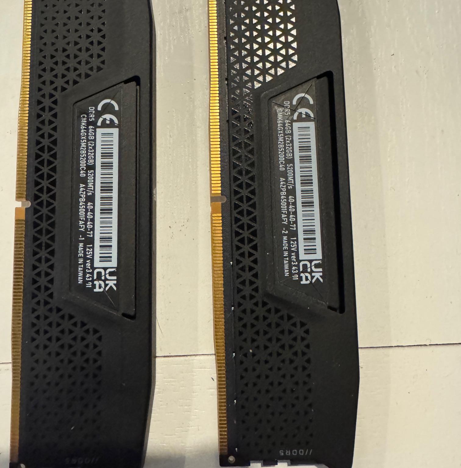 Corsair Vengeance DDR5 64GB (2×32GB) 5200MHz CL40 – Used Once