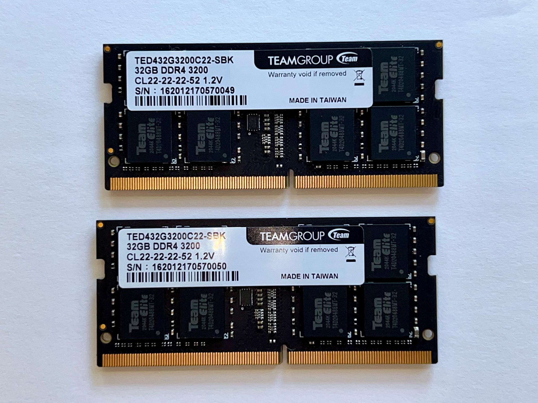 TEAMGROUP Elite DDR4 2x32GB 3200MHz PC4-25600 SODIMM 260-Pin Laptop Memory Modules