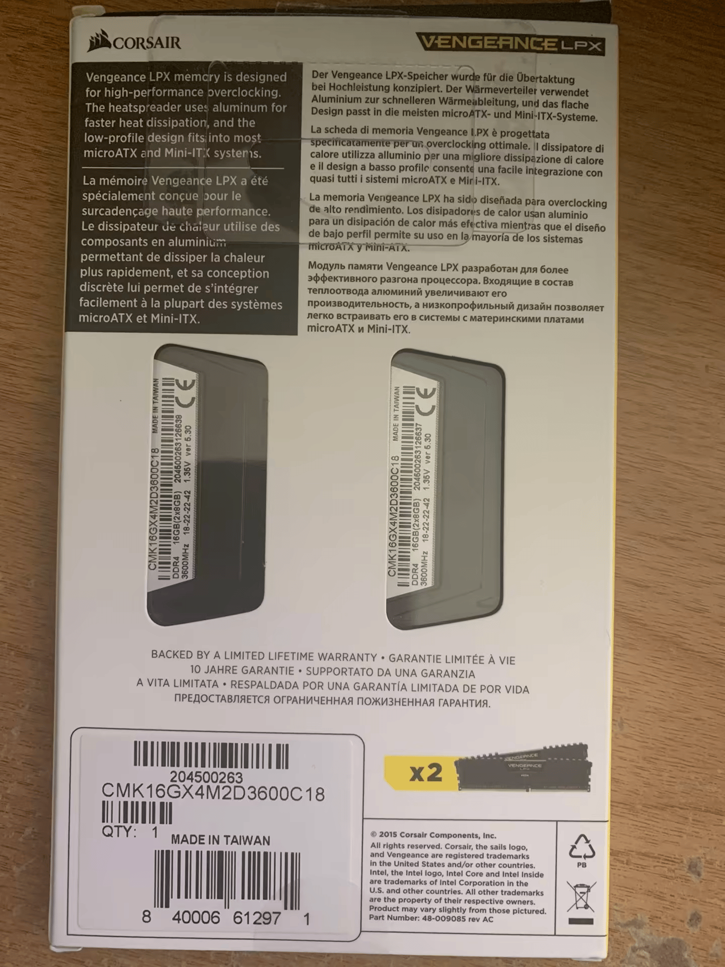 Corsair 16 GB Vengeance LPX RAM 3600 MHz CL18