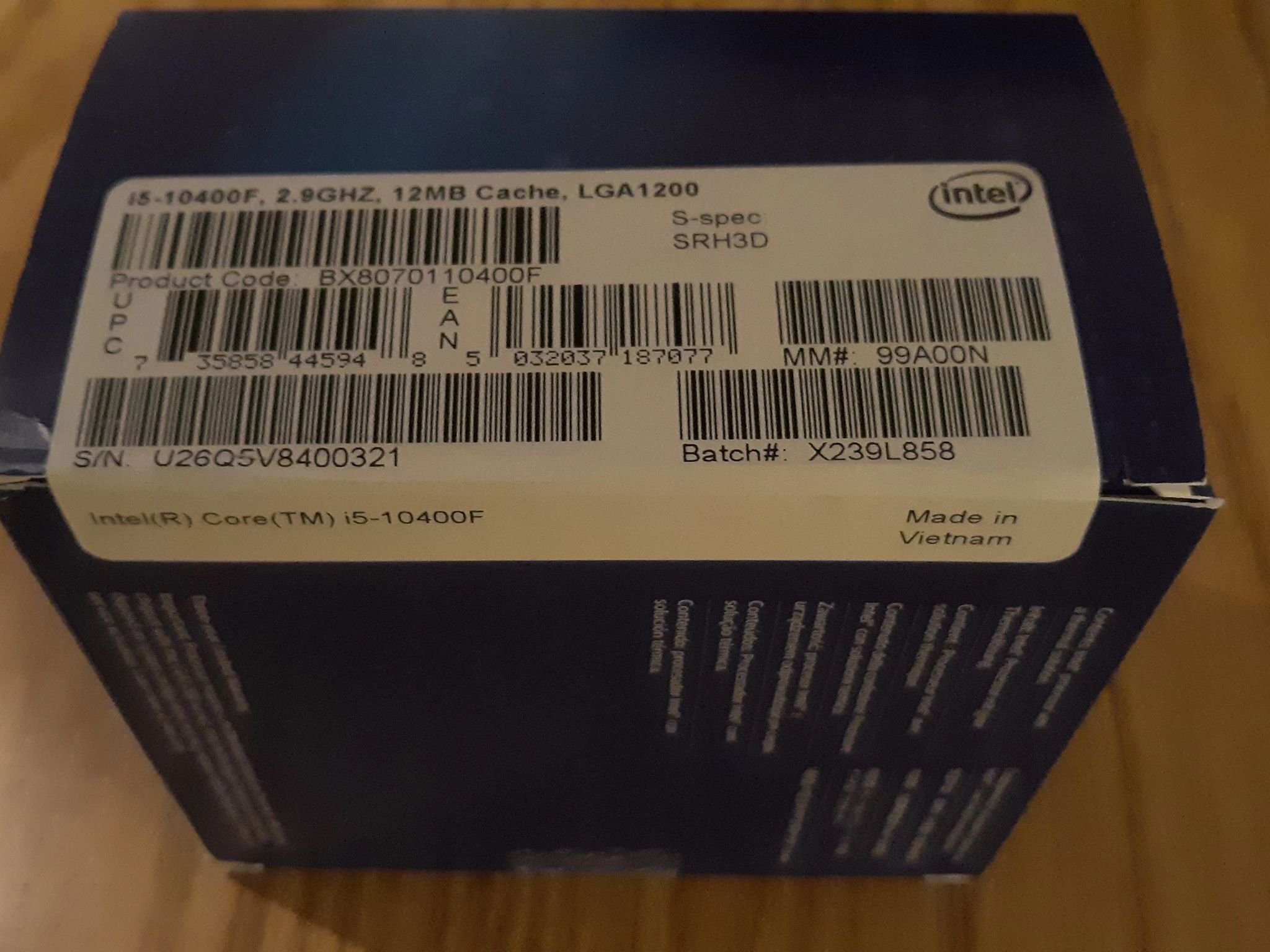 FACTORY SEALED || Intel Core i5-10400F, 6C/12T CPU, 2.9 GHz, Socket LGA1200