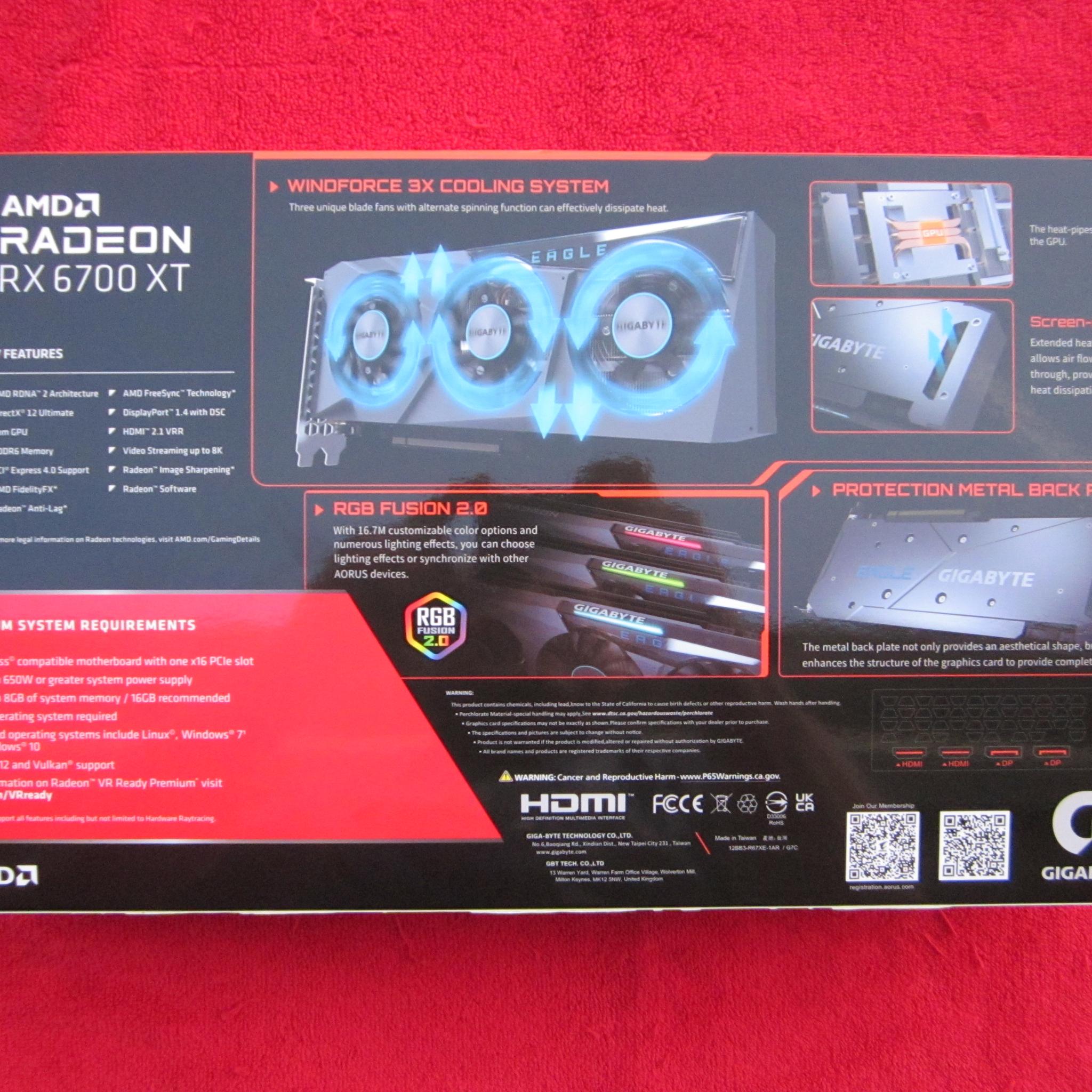 New! GIGABYTE Radeon RX 6700 XT EAGLE 12GB GDDR6 Graphics Card