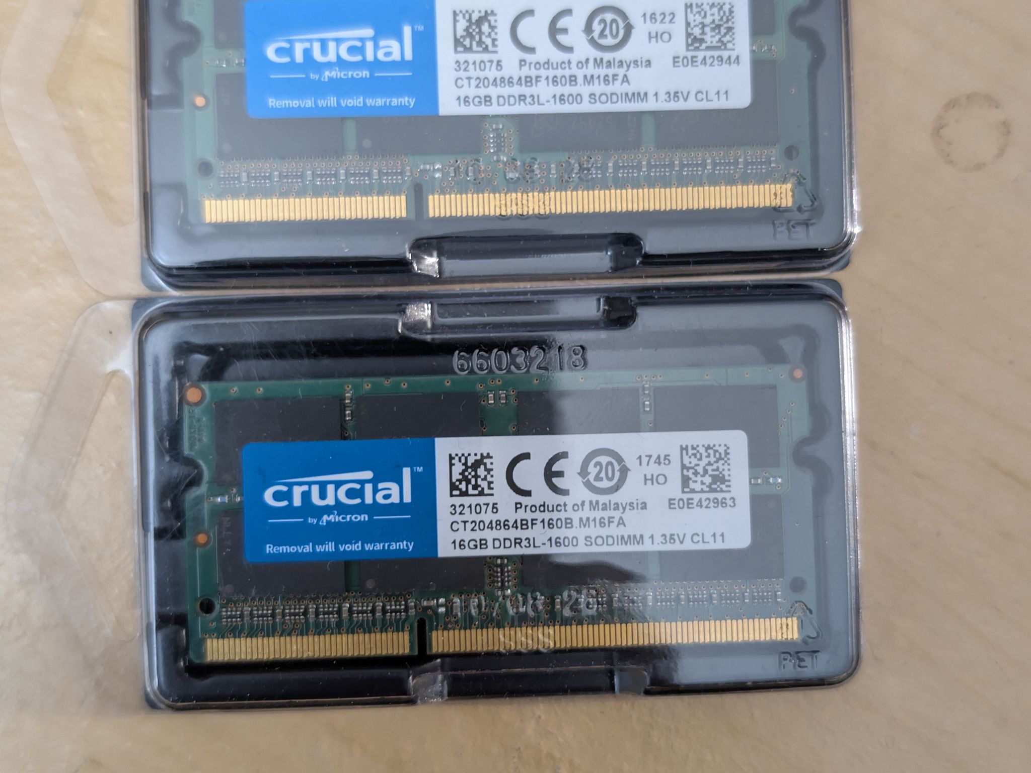 Crucial 2x16 32gb DDR3 SODIMM