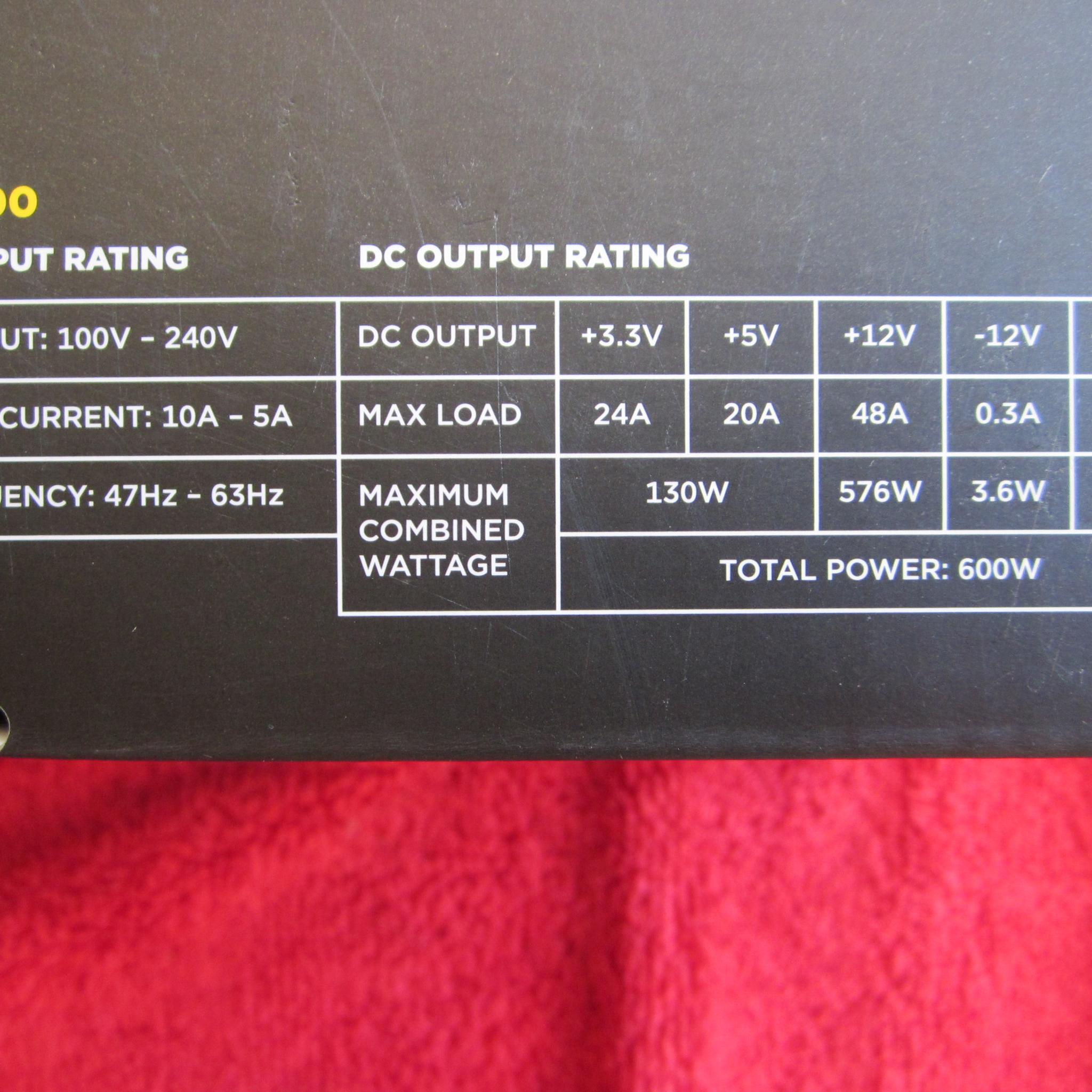 NEW! CORSAIR VS600 80 PLUS 600W Power Supply