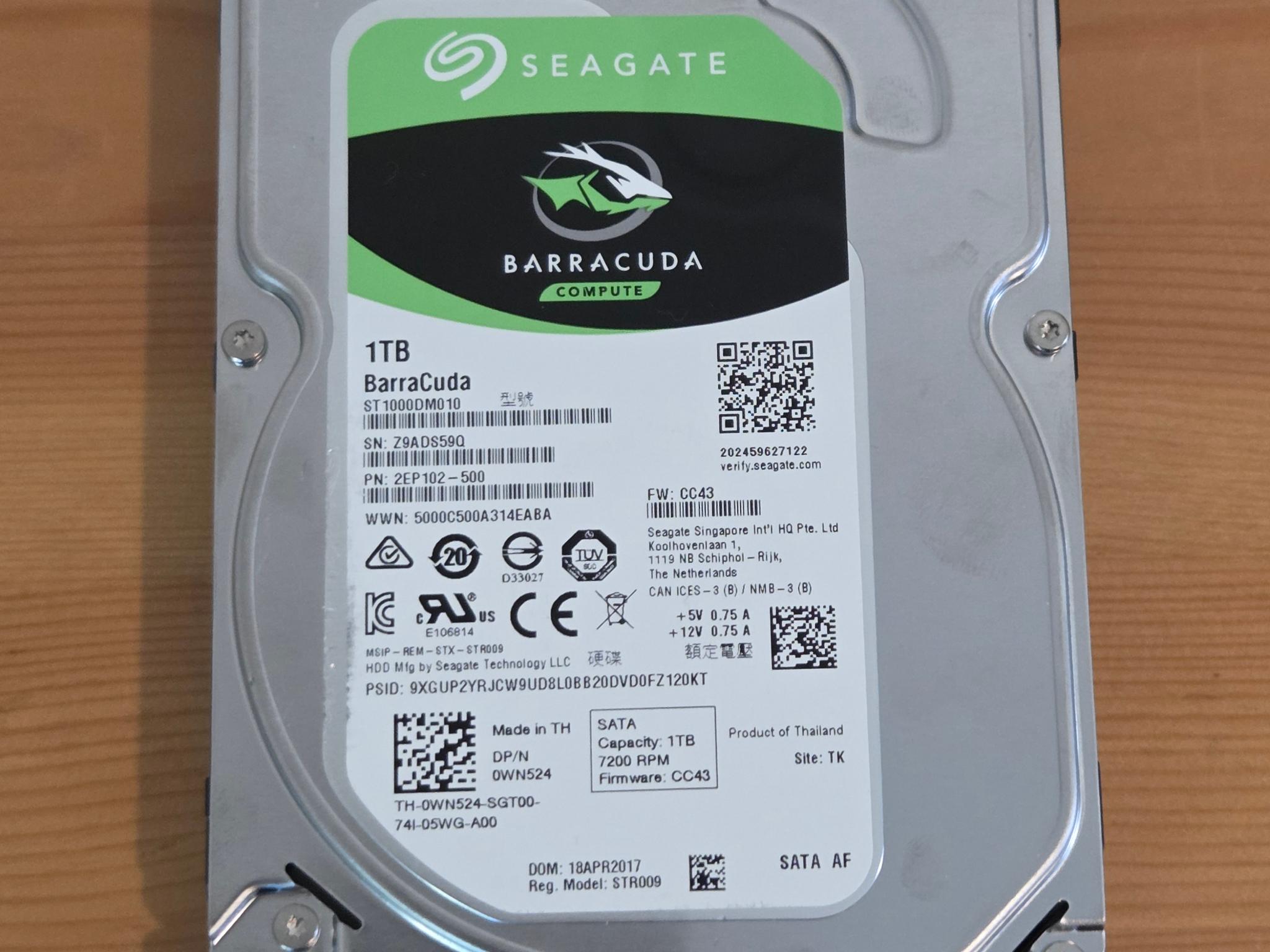 Seagate Barracuda 1TB SATA HDD