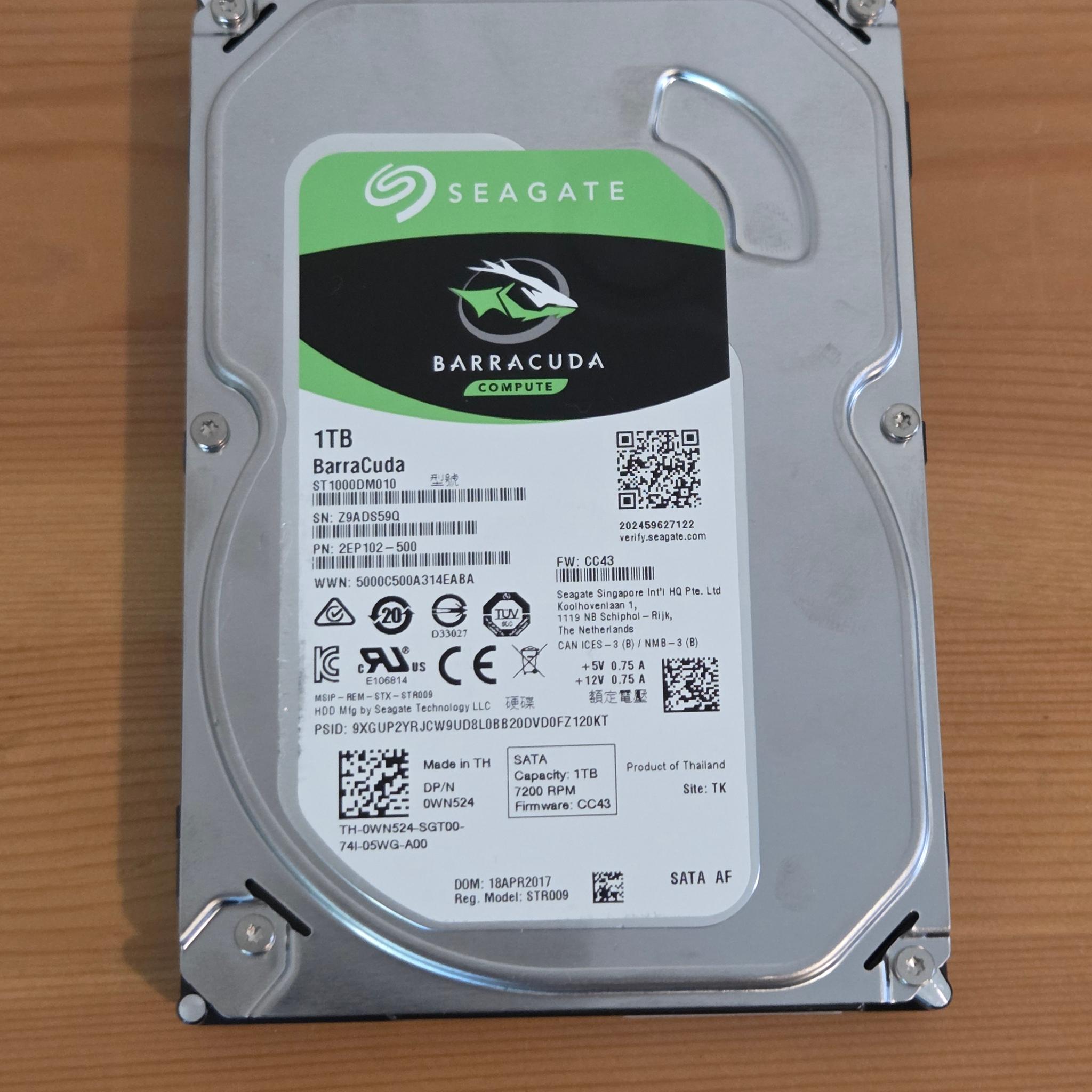 Seagate Barracuda 1TB SATA HDD