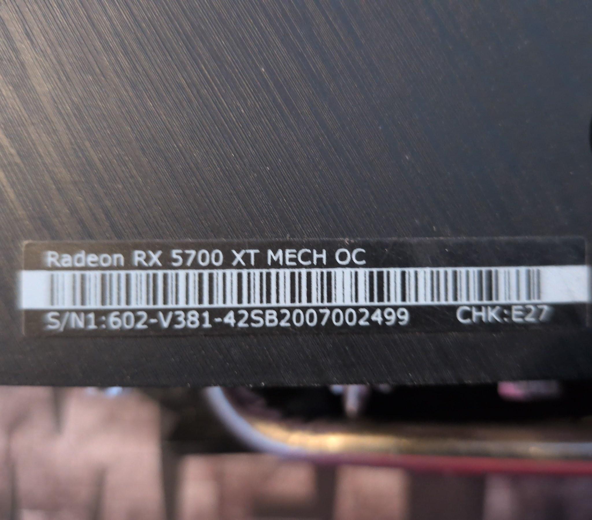 MSI RX 5700 XT MECH OC 8GB - Crashes Under Load - For Parts