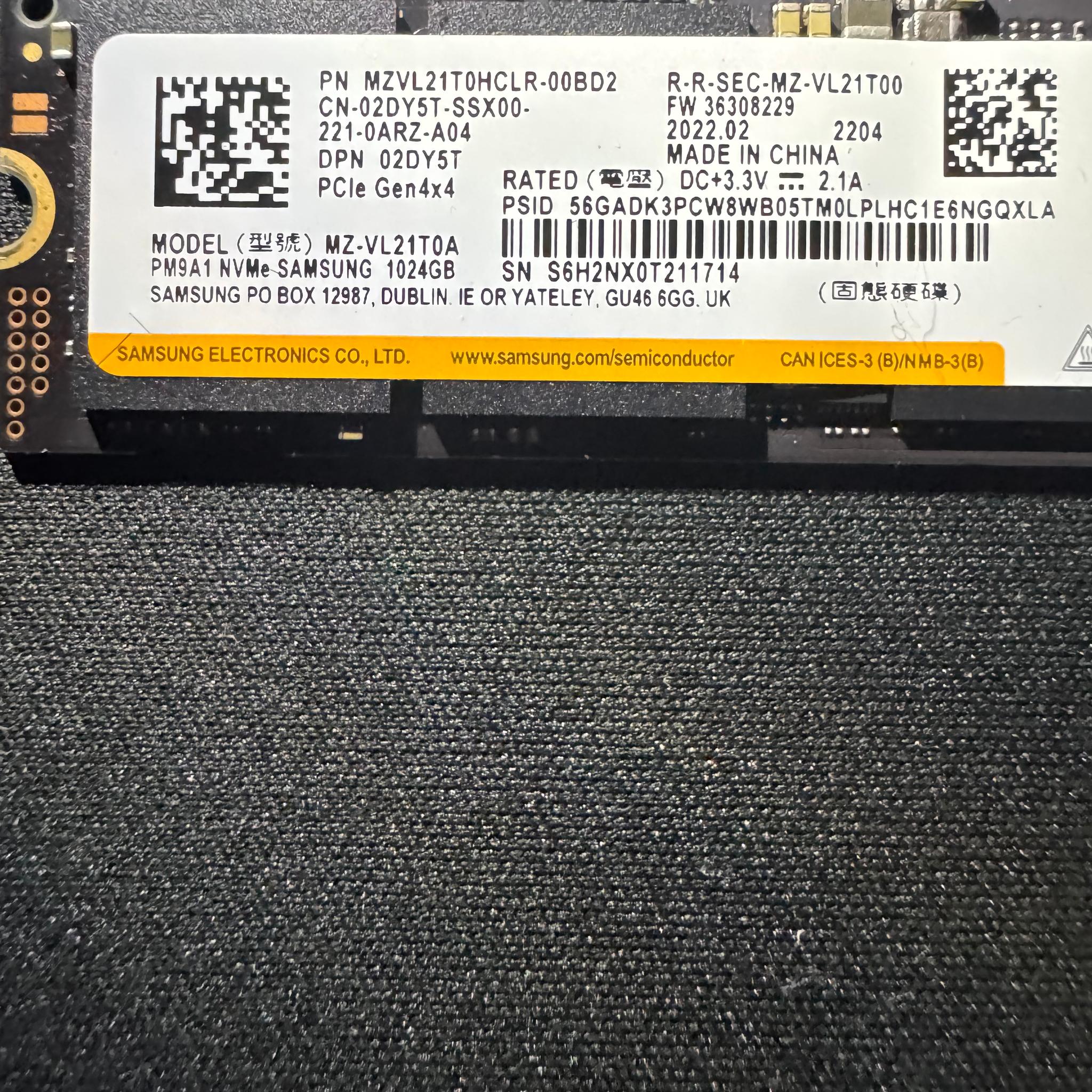 Samsung PM9A1 1TB NVMe PCIe Gen4x4 SSD