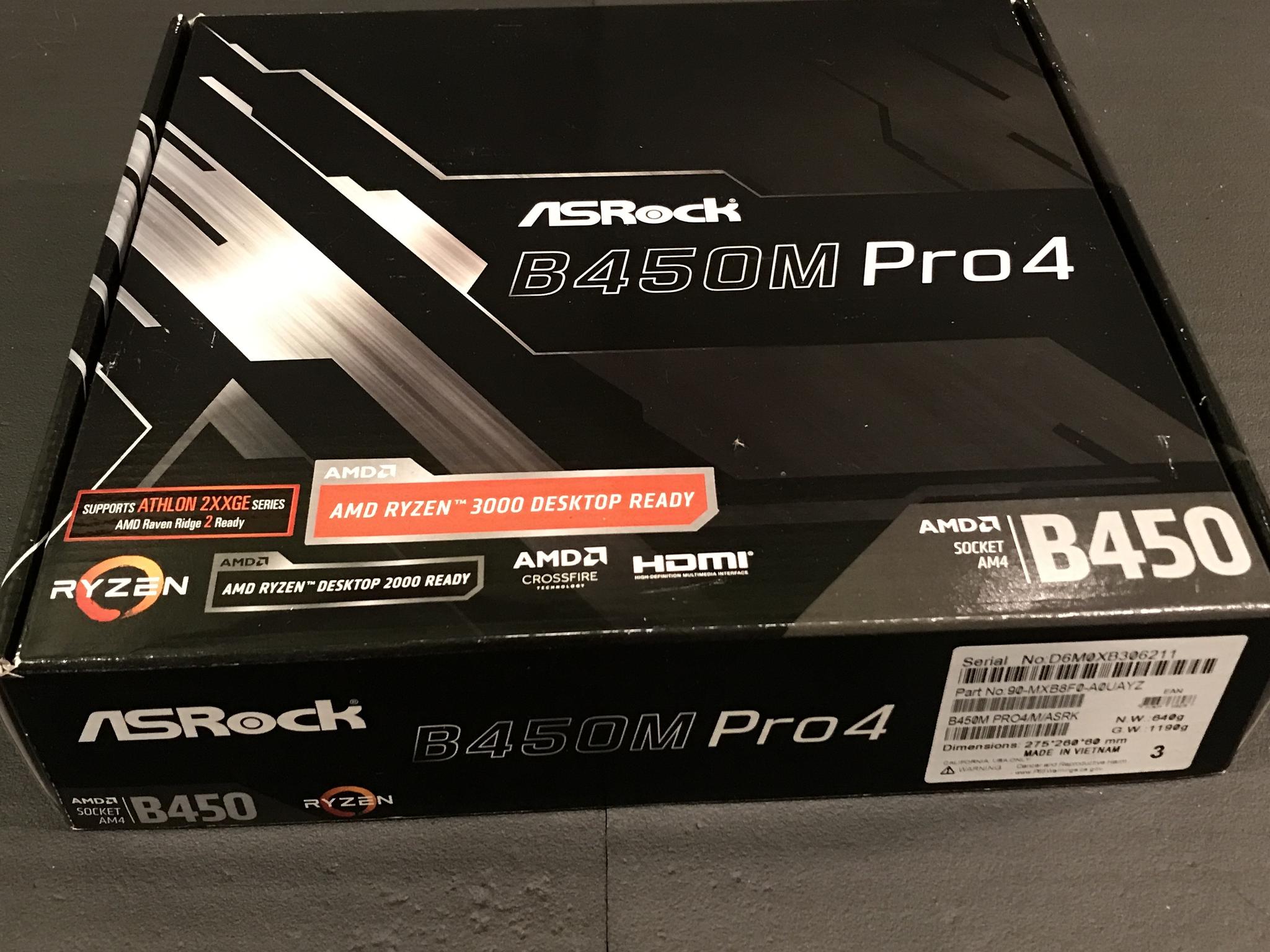 Used ASRock B450M Pro4 Motherboard M-ATX AMD B450 AM4 DDR4