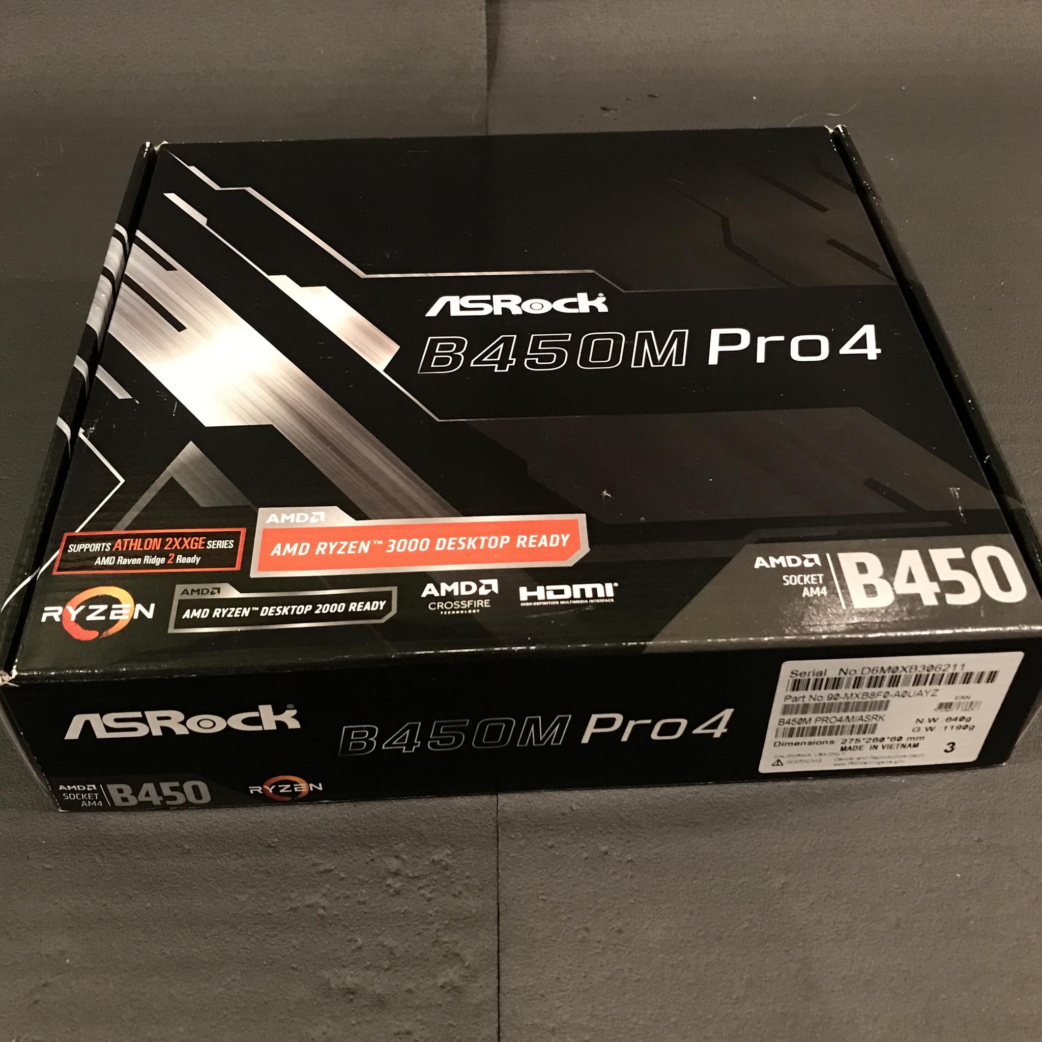 Used ASRock B450M Pro4 Motherboard M-ATX AMD B450 AM4 DDR4