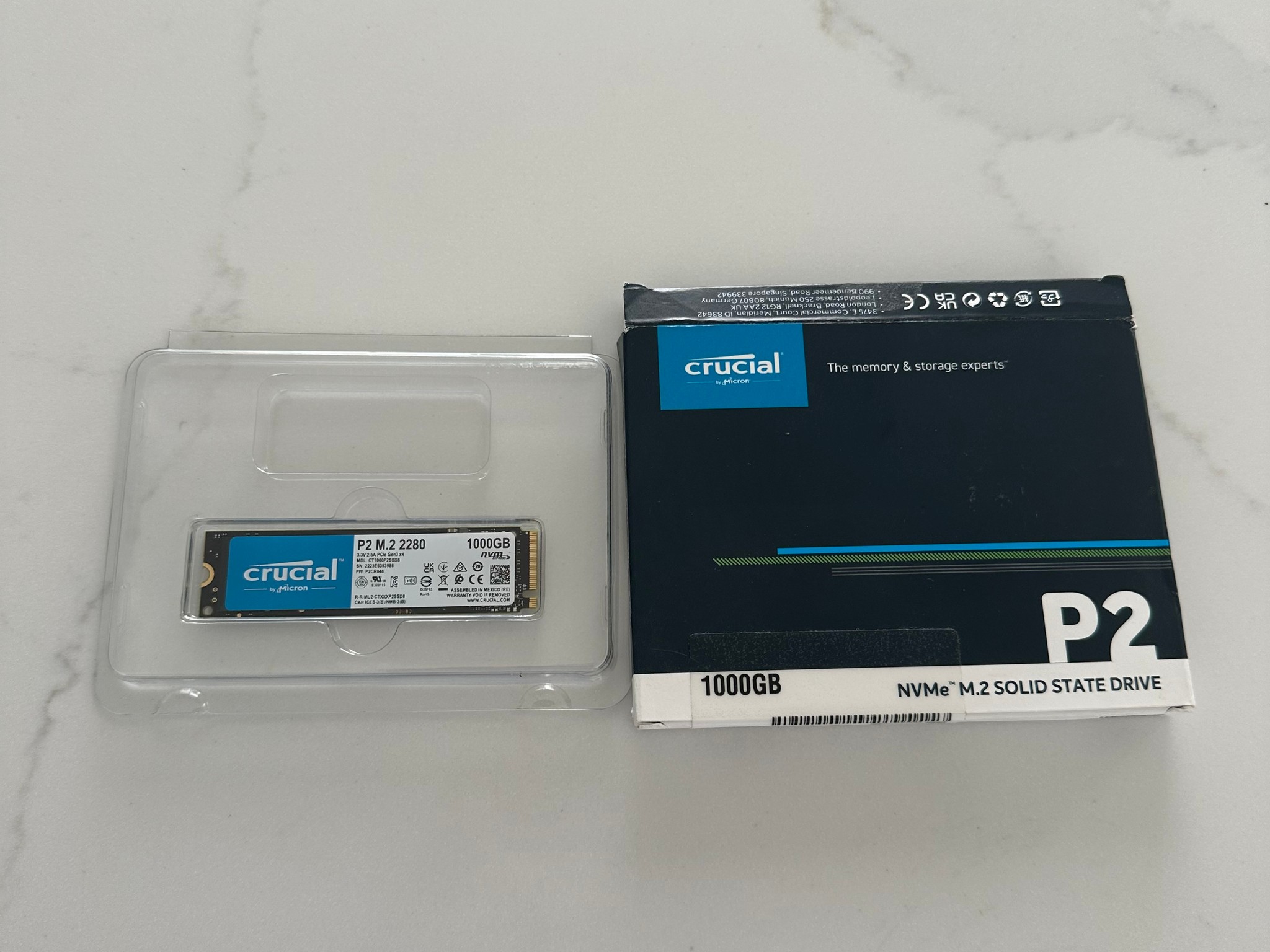Crucial P2 1TB NVMe M.2 SSD - Tested 100% Health (8 Available)