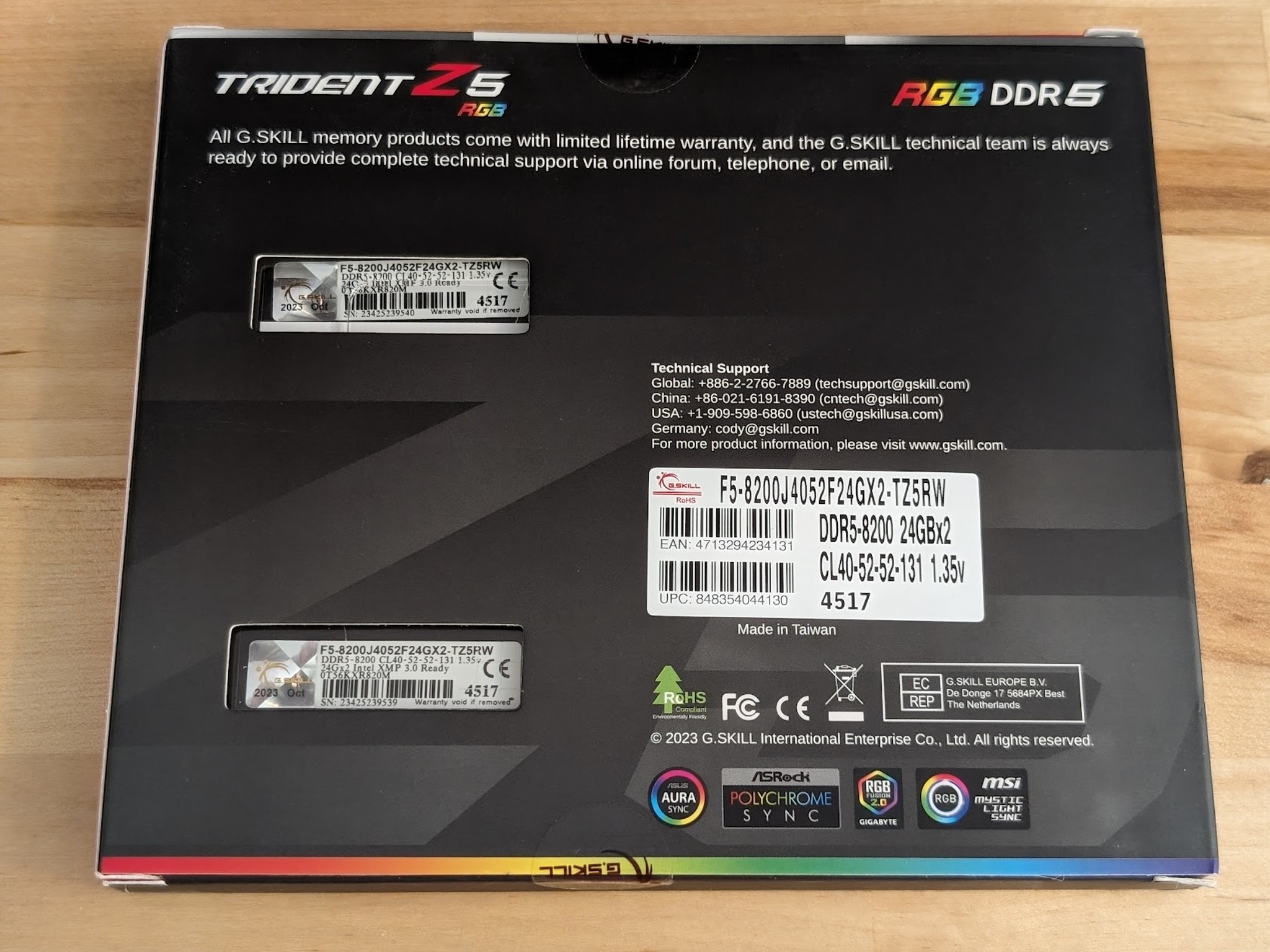 G.SKILL Trident Z5 RGB Series 48GB (2 x 24GB) 288-Pin PC RAM DDR5 8200 - NEW SEALED