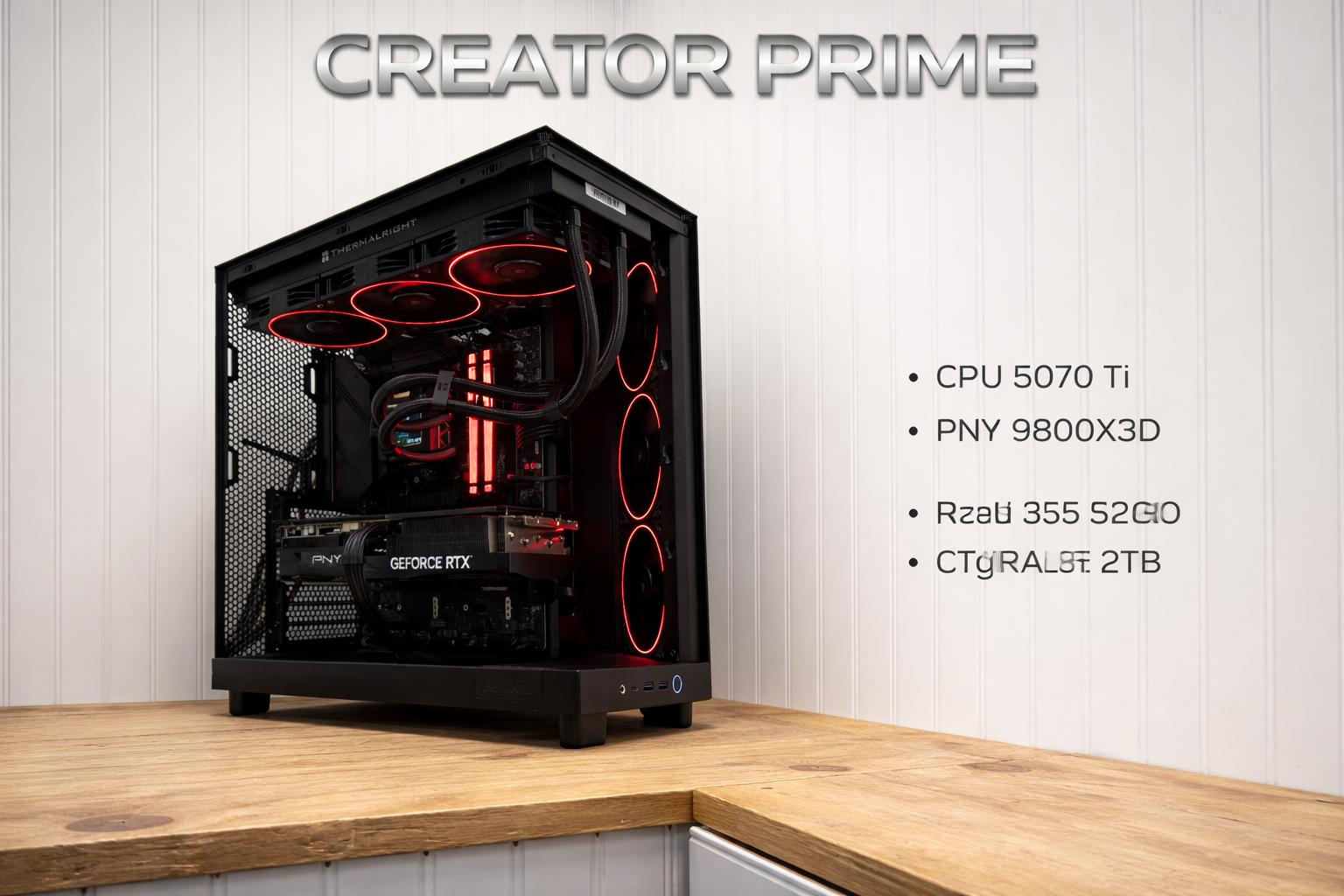 CREATOR PRIME | RTX 5070 Ti 16GB |Ryzen 9800X3D|32GB DDR5 6000 CL32|2TB NVMe+3TB HDD4K/ Workstation