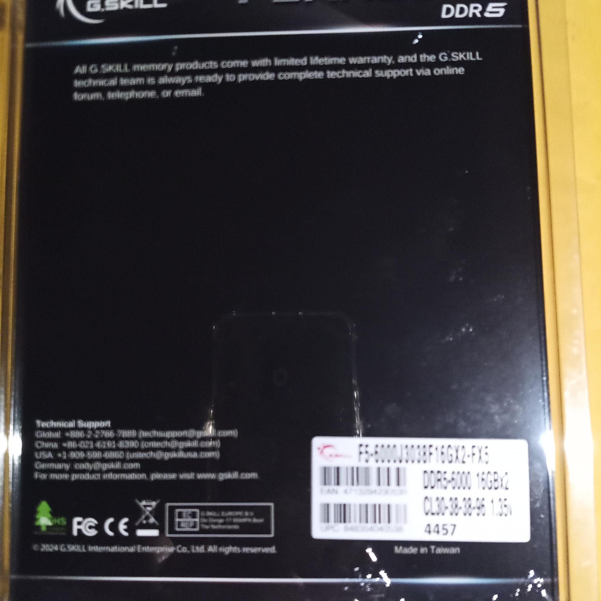 **NEW** G Skill Flare X5 DDR5 6000mt/s 2x16gb(32gb) matched pair RAM, CAS Latency: CL30