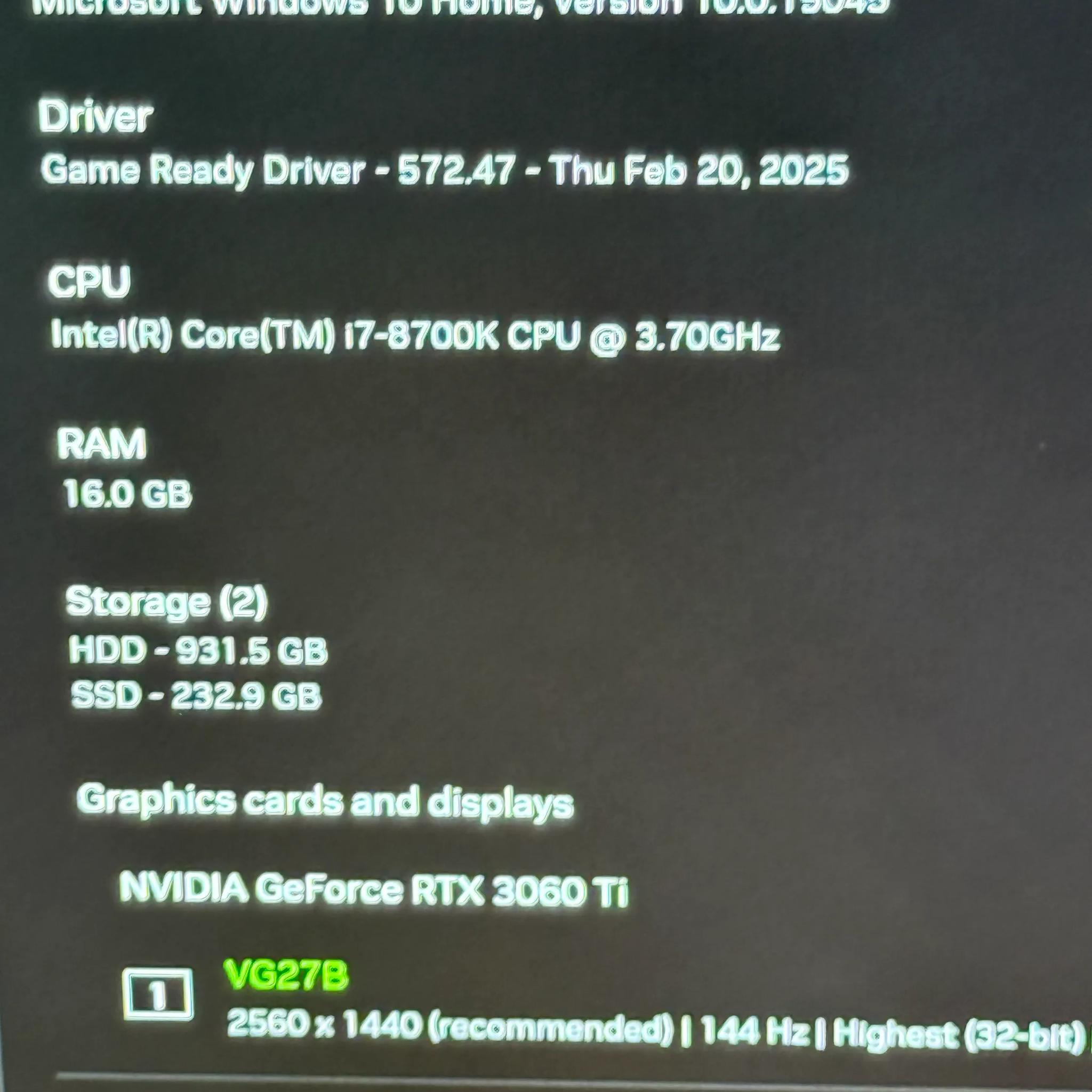 1440P Ultra Gaming PC. 8700k+3060TI Msi +16GB Ram, 256SSD+1TBHD, Corsair Liquid Coo...