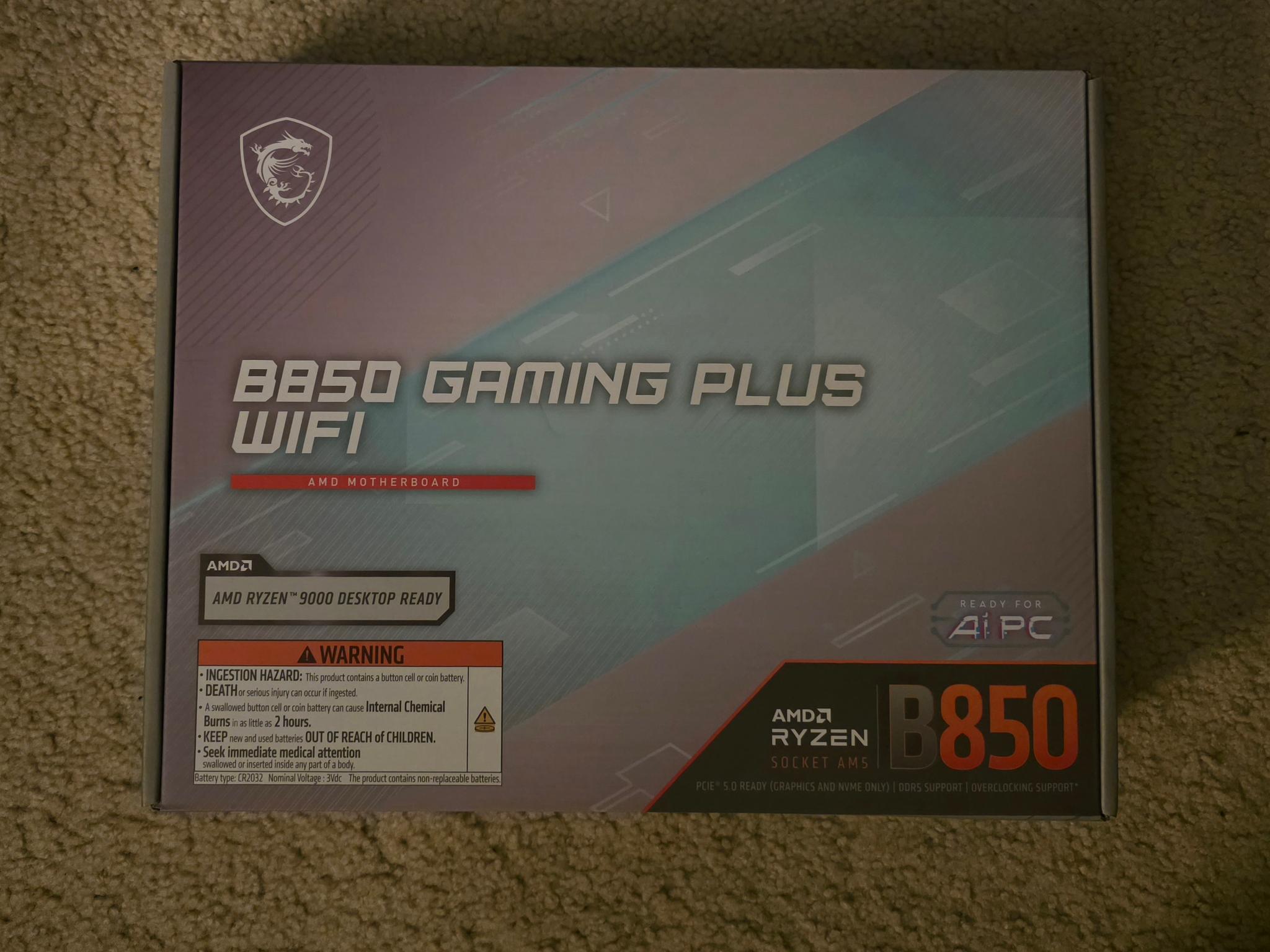 MSI B850 GAMING PLUS WIFI 7 AM5 ATX Motherboard Brand New Sealed